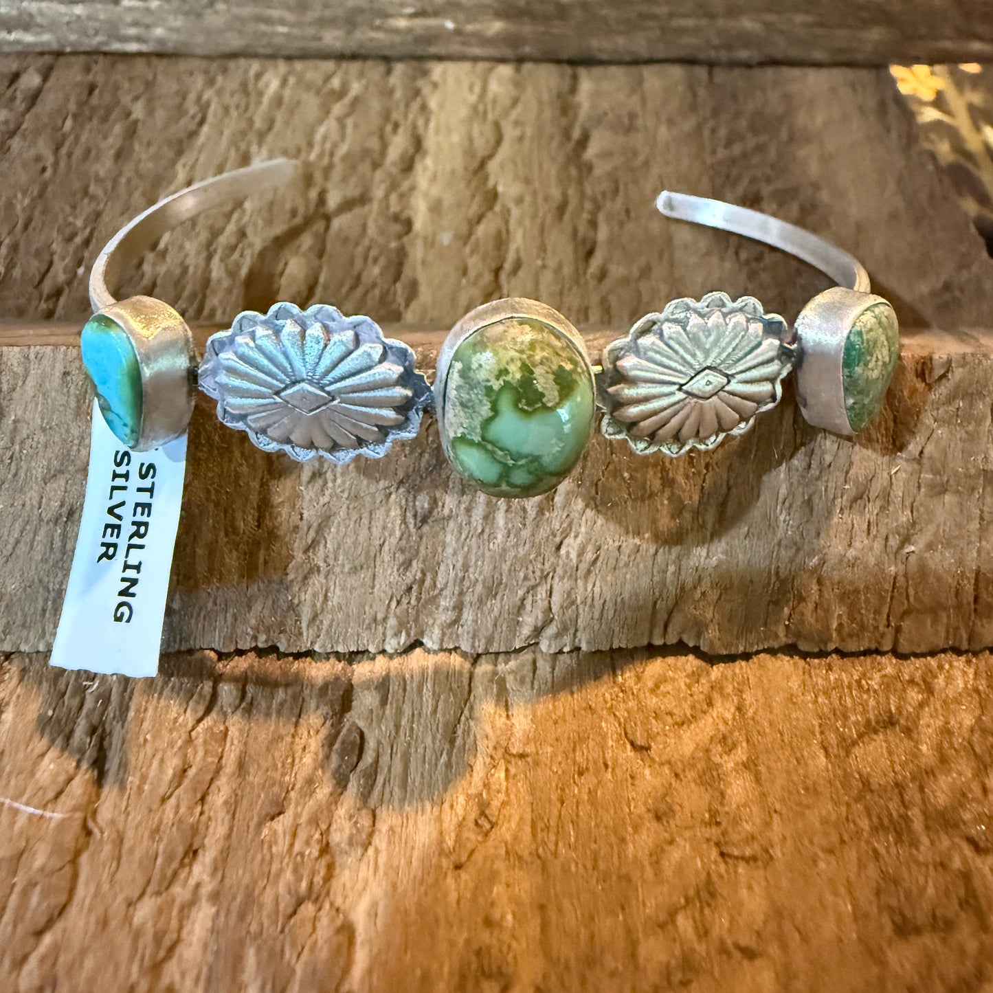 Sonoran Mountain Turquoise Gemstone Flex Stacker Bangle Sterling Silver Wild West Boho