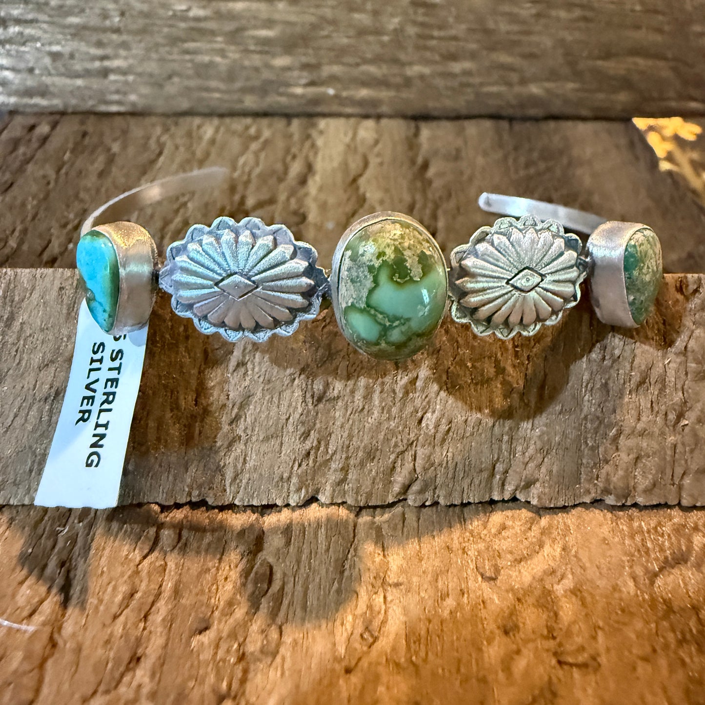 Sonoran Mountain Turquoise Gemstone Flex Stacker Bangle Sterling Silver Wild West Boho
