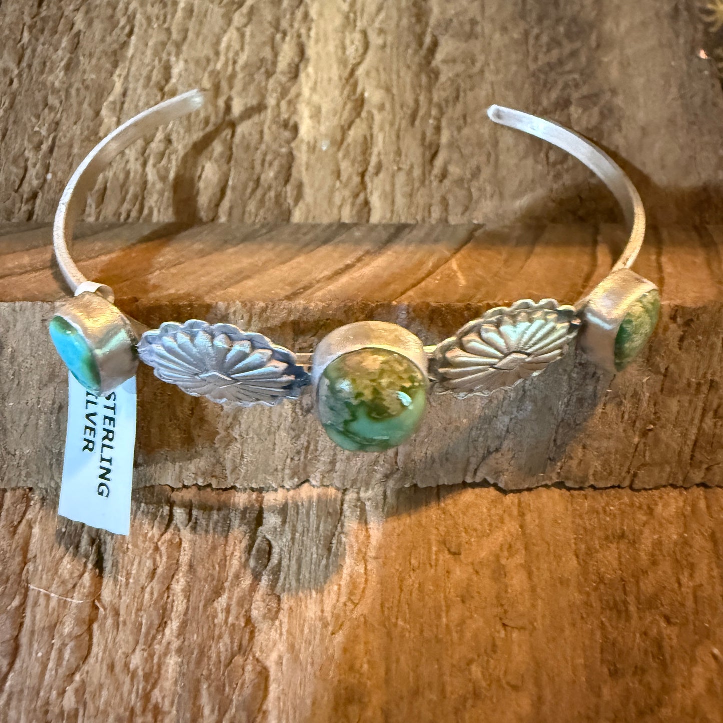 Sonoran Mountain Turquoise Gemstone Flex Stacker Bangle Sterling Silver Wild West Boho