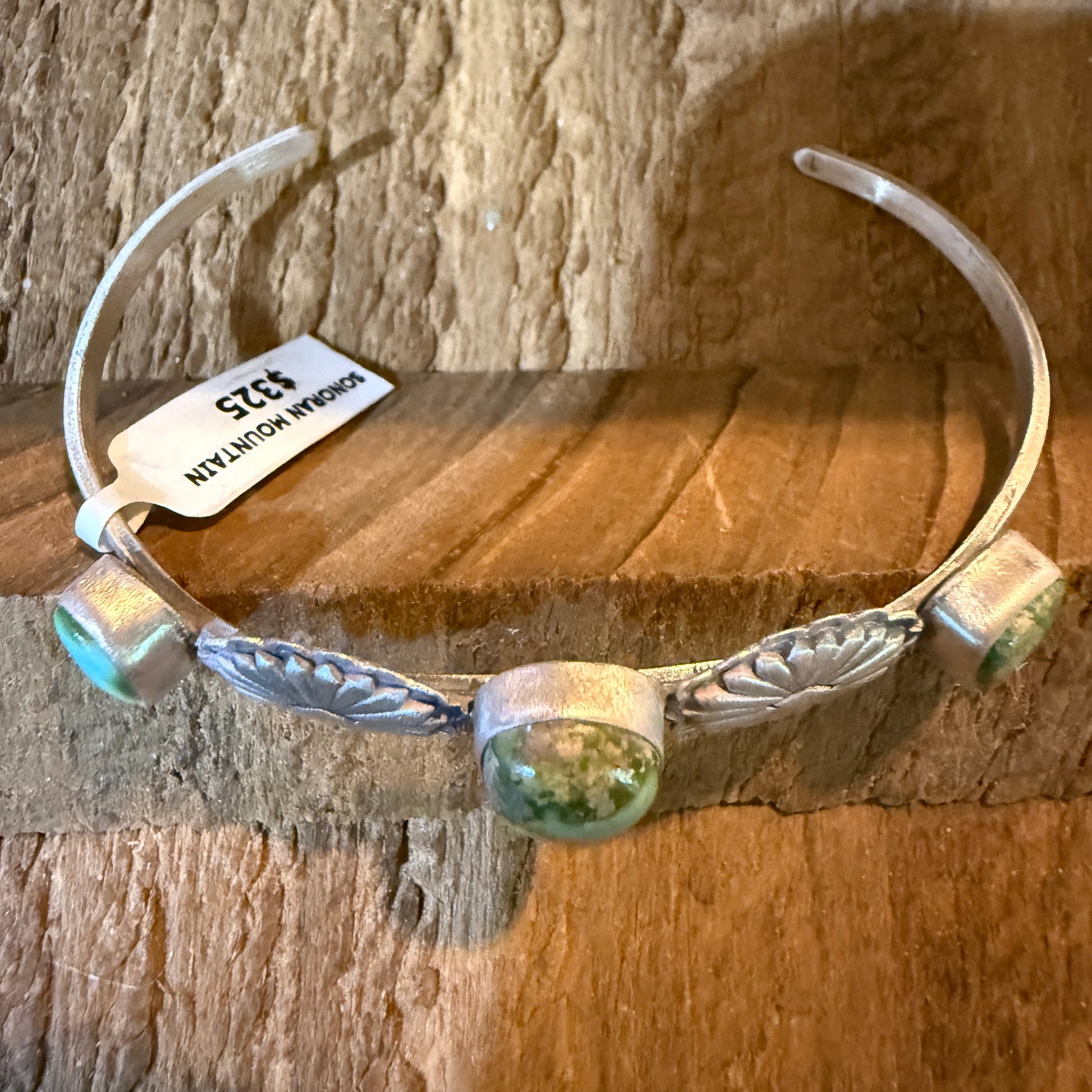 Sonoran Mountain Turquoise Gemstone Flex Stacker Bangle Sterling Silver Wild West Boho