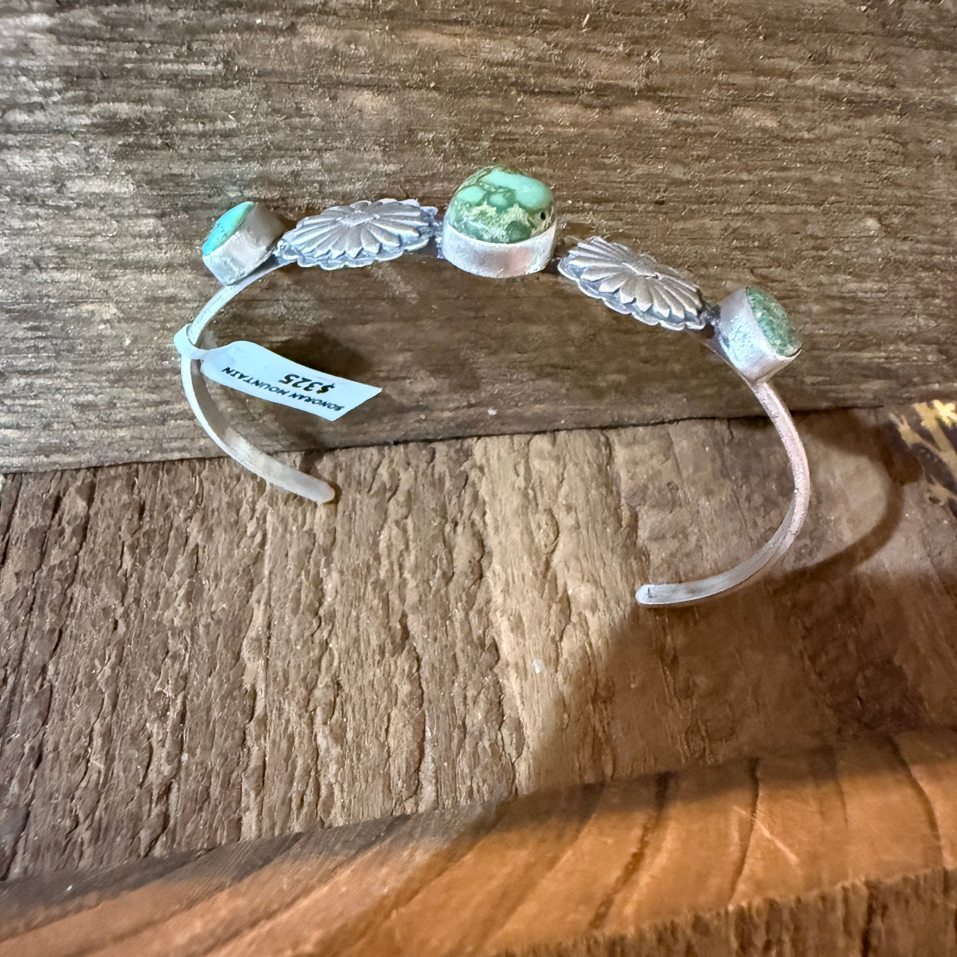 Sonoran Mountain Turquoise Gemstone Flex Stacker Bangle Sterling Silver Wild West Boho