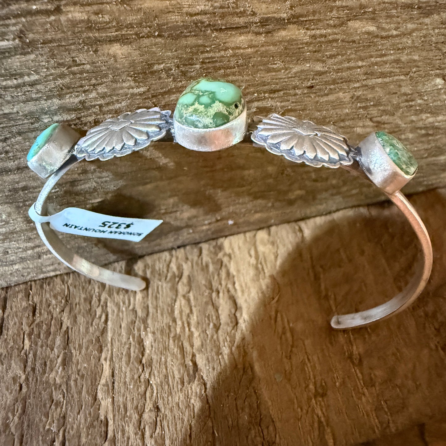 Sonoran Mountain Turquoise Gemstone Flex Stacker Bangle Sterling Silver Wild West Boho