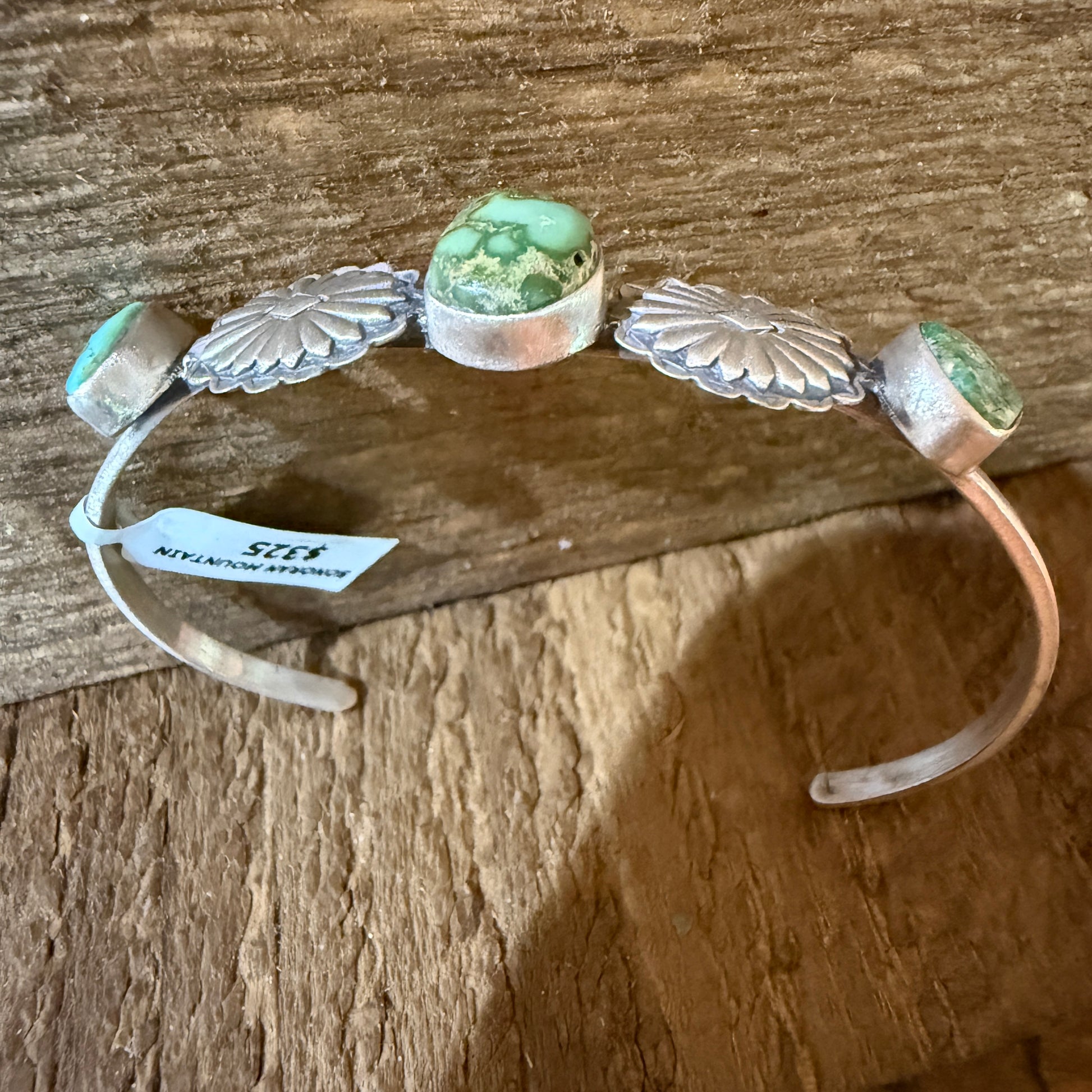 Sonoran Mountain Turquoise Gemstone Flex Stacker Bangle Sterling Silver Wild West Boho