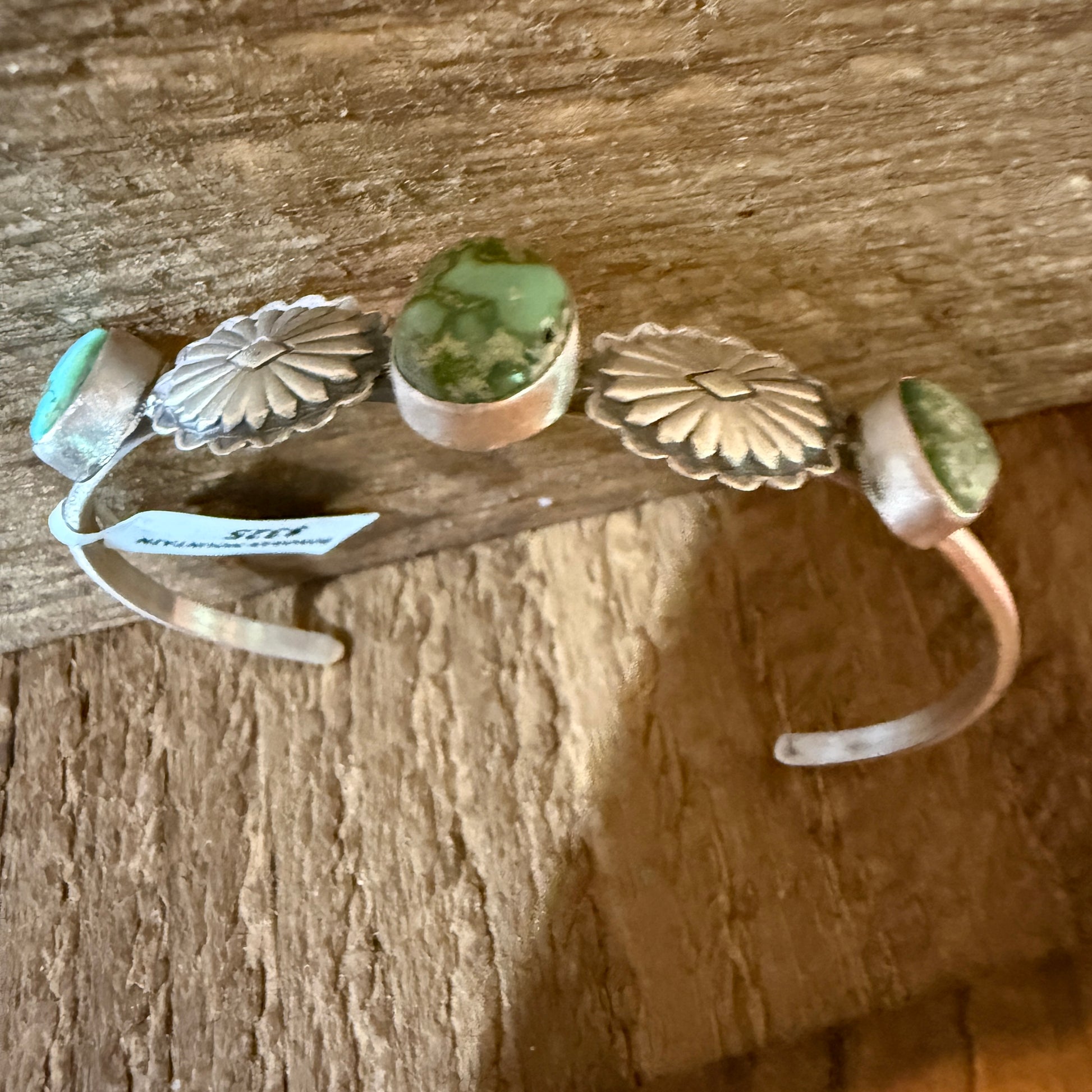 Sonoran Mountain Turquoise Gemstone Flex Stacker Bangle Sterling Silver Wild West Boho