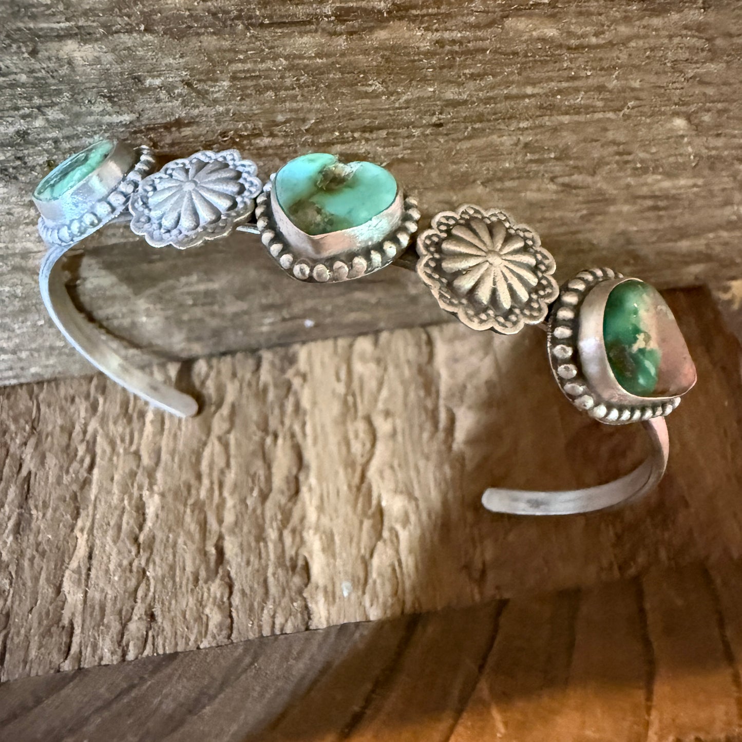 Sonoran Mountain Turquoise Heart Gemstone Flex Stacker Bangle Sterling Silver Wild West Boho