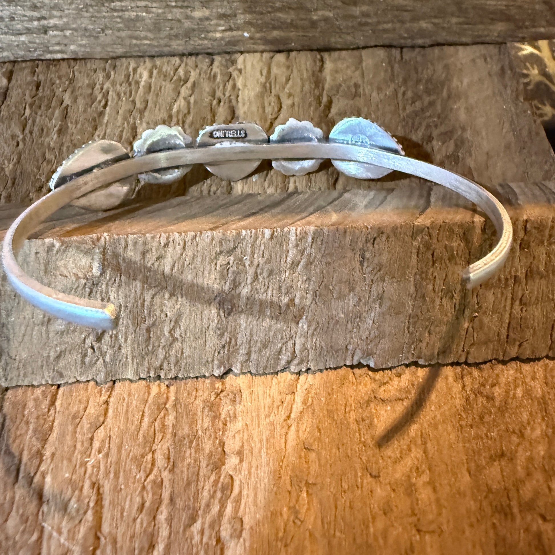 Sonoran Mountain Turquoise Heart Gemstone Flex Stacker Bangle Sterling Silver Wild West Boho