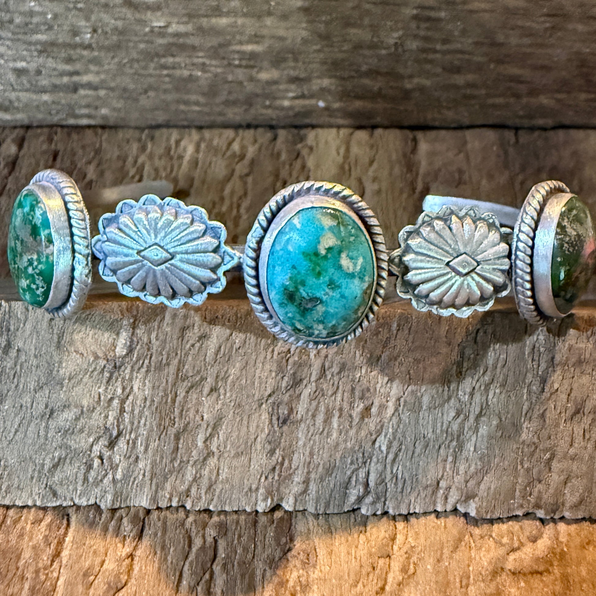 Sonoran Mountain Turquoise Gemstone Flex Stacker Bangle Bracelet Sterling Silver Wild West Boho