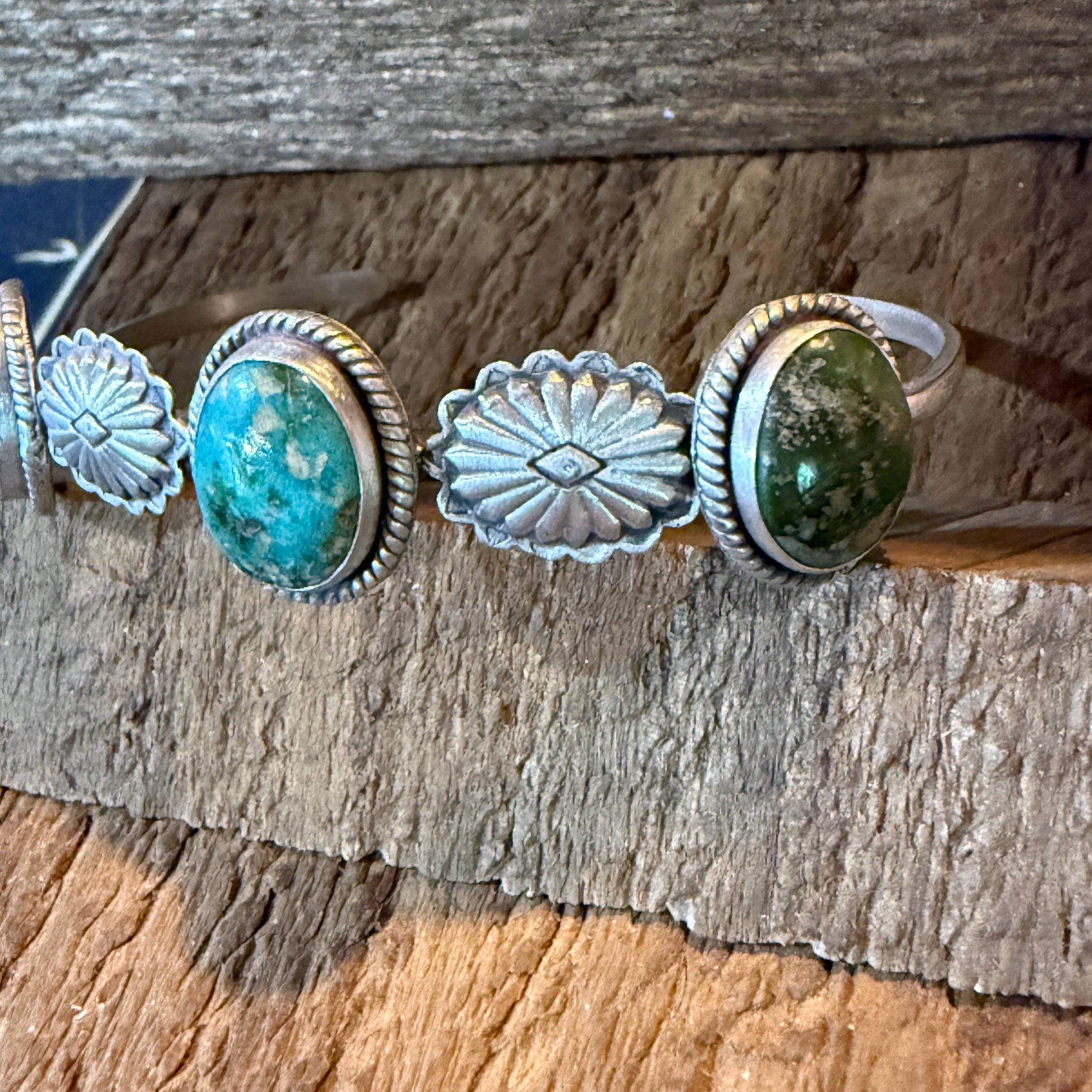 Sonoran Mountain Turquoise Gemstone Flex Stacker Bangle Bracelet Sterling Silver Wild West Boho