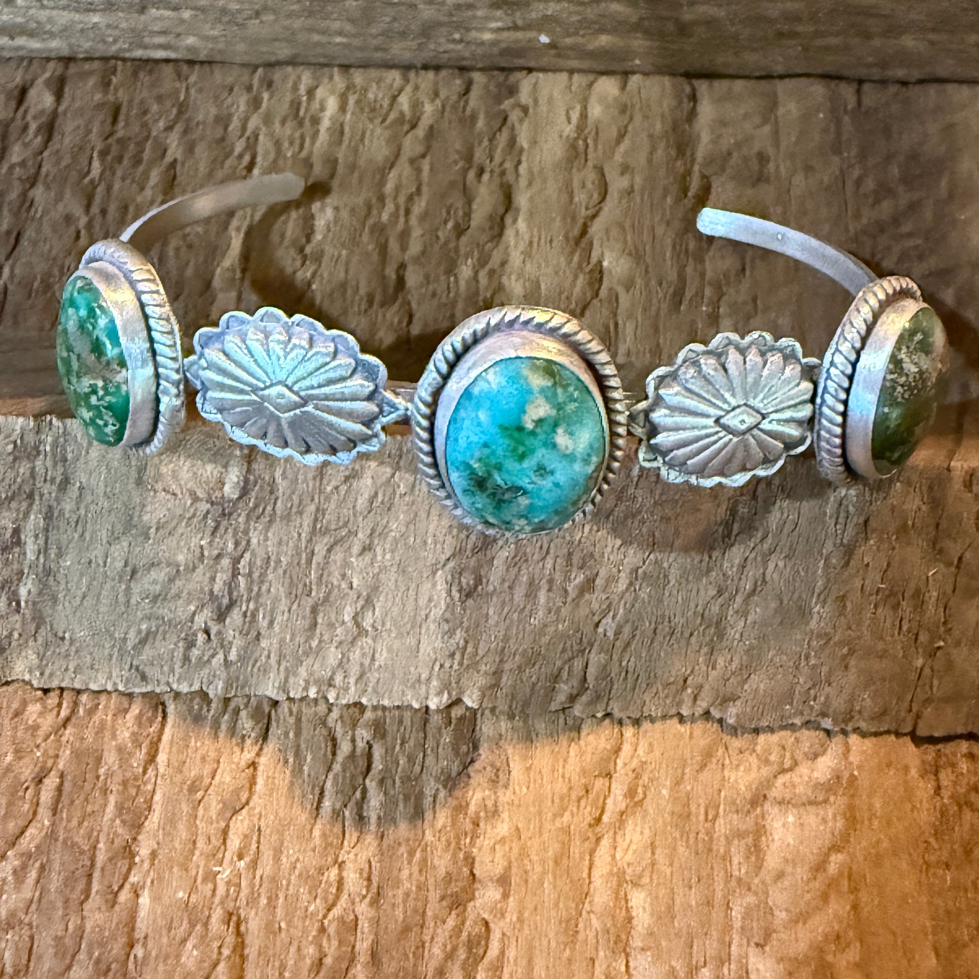 Sonoran Mountain Turquoise Gemstone Flex Stacker Bangle Bracelet Sterling Silver Wild West Boho
