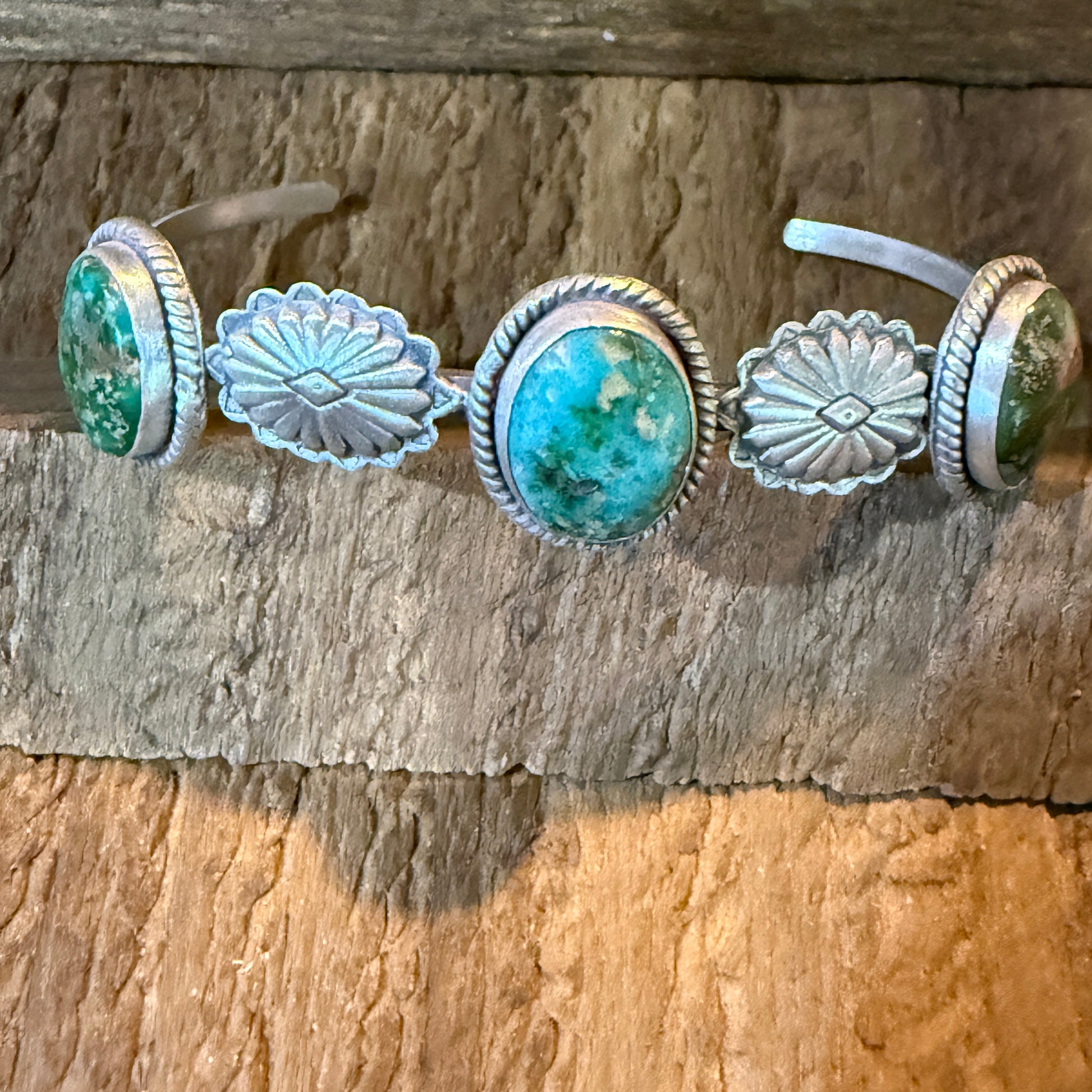 Sonoran Mountain Turquoise Gemstone Flex Stacker Bangle Bracelet Sterling Silver Wild West Boho