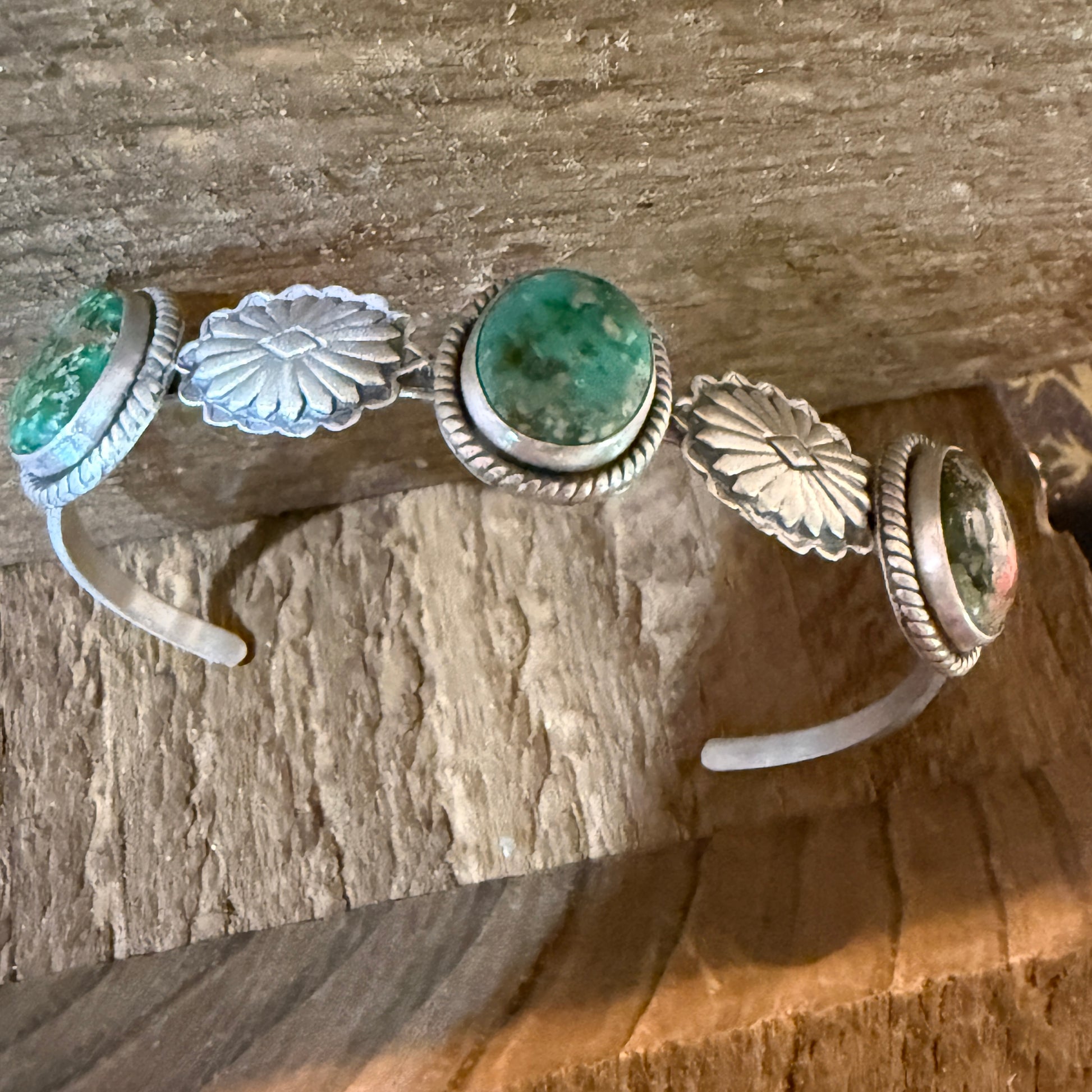 Sonoran Mountain Turquoise Gemstone Flex Stacker Bangle Bracelet Sterling Silver Wild West Boho