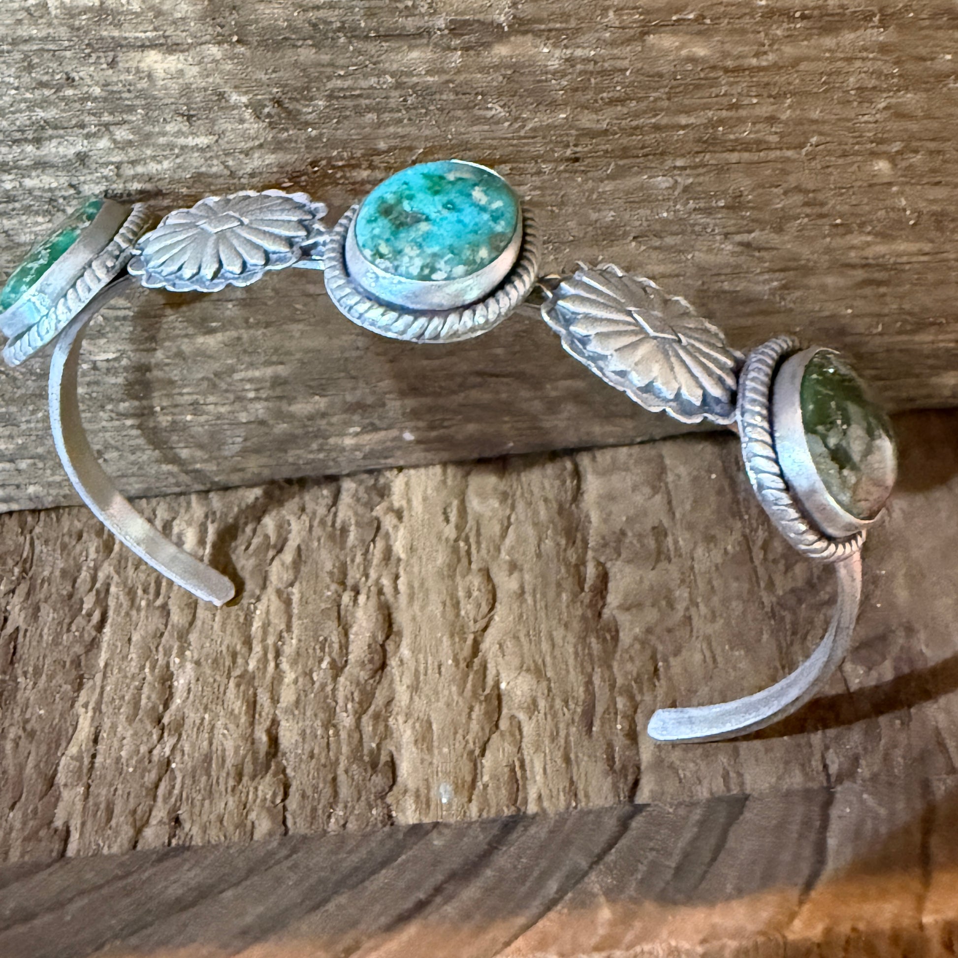 Sonoran Mountain Turquoise Gemstone Flex Stacker Bangle Bracelet Sterling Silver Wild West Boho