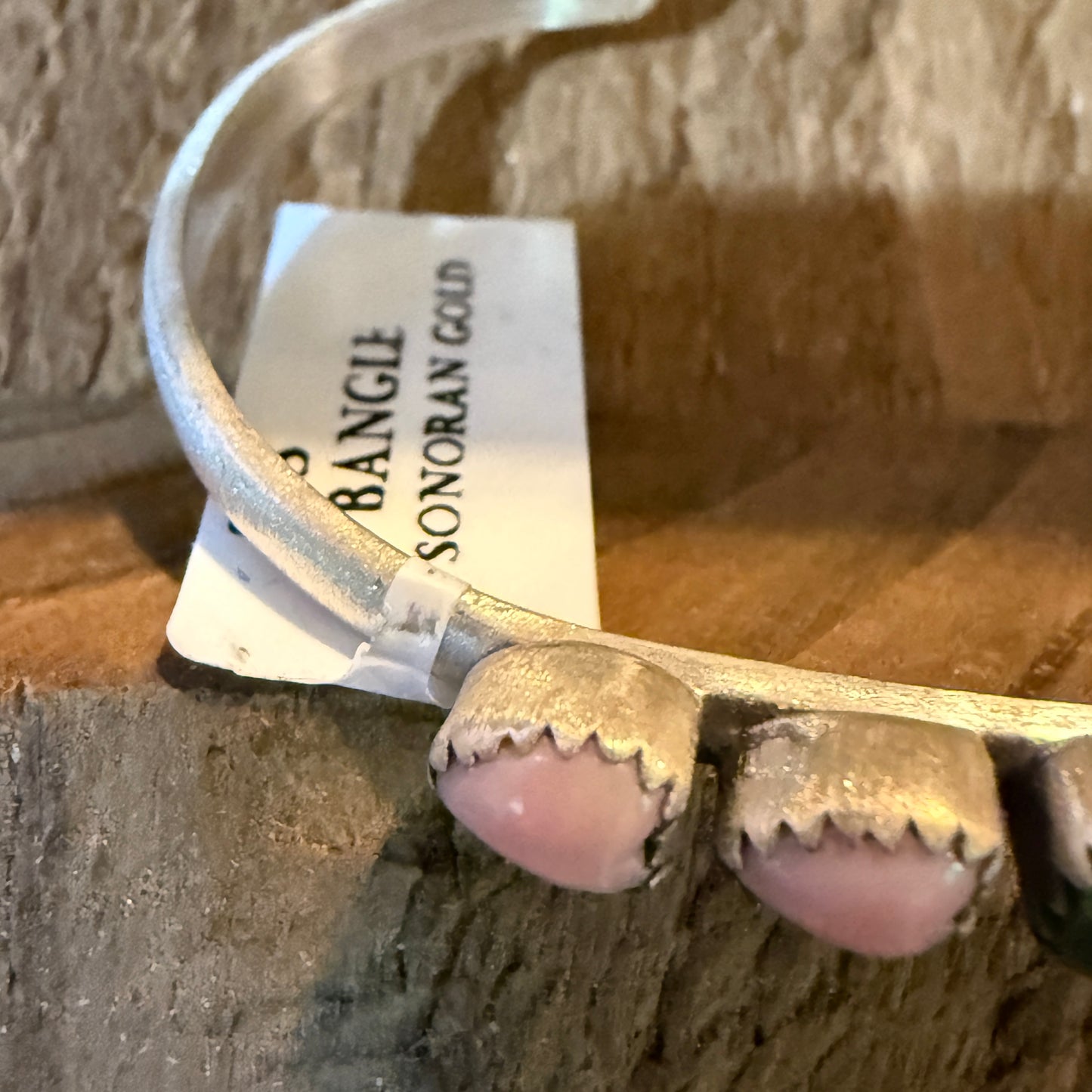 Sonoran Gold Turquoise And Pink Conch Heart Gemstone Bracelet Sterling Silver Wild West Boho