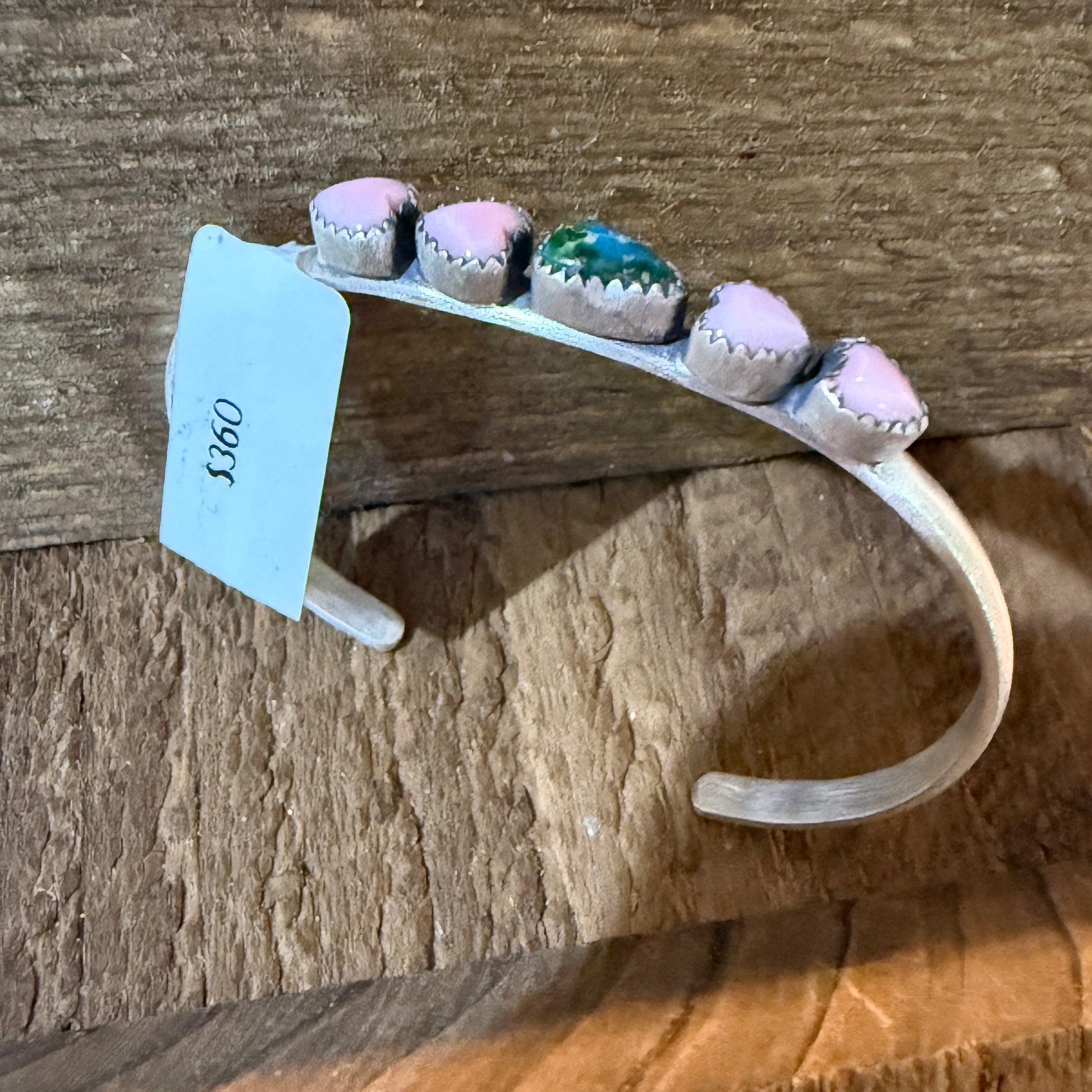 Sonoran Gold Turquoise And Pink Conch Heart Gemstone Bracelet Sterling Silver Wild West Boho