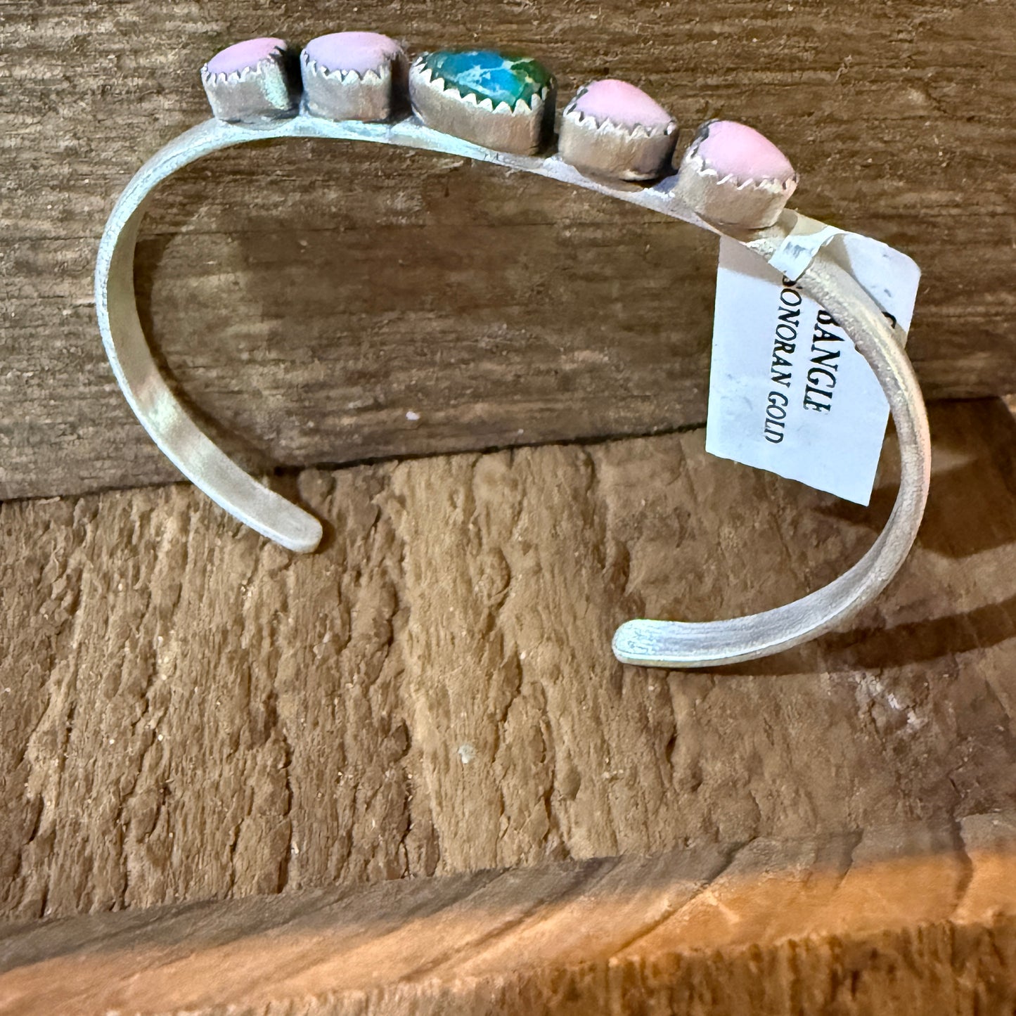 Sonoran Gold Turquoise And Pink Conch Heart Gemstone Bracelet Sterling Silver Wild West Boho