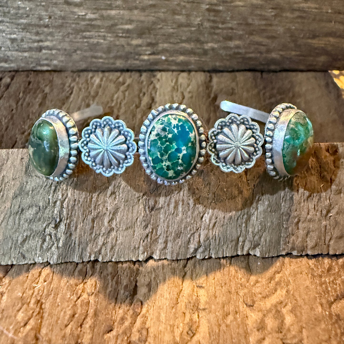 Sonoran Mountain Turquoise Gemstone Flex Stacker Bangle Bracelet Sterling Silver Wild West Boho