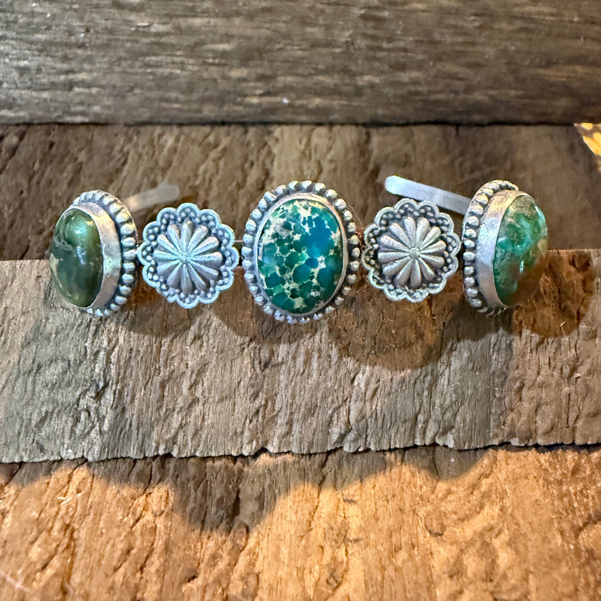 Sonoran Mountain Turquoise Gemstone Flex Stacker Bangle Bracelet Sterling Silver Wild West Boho