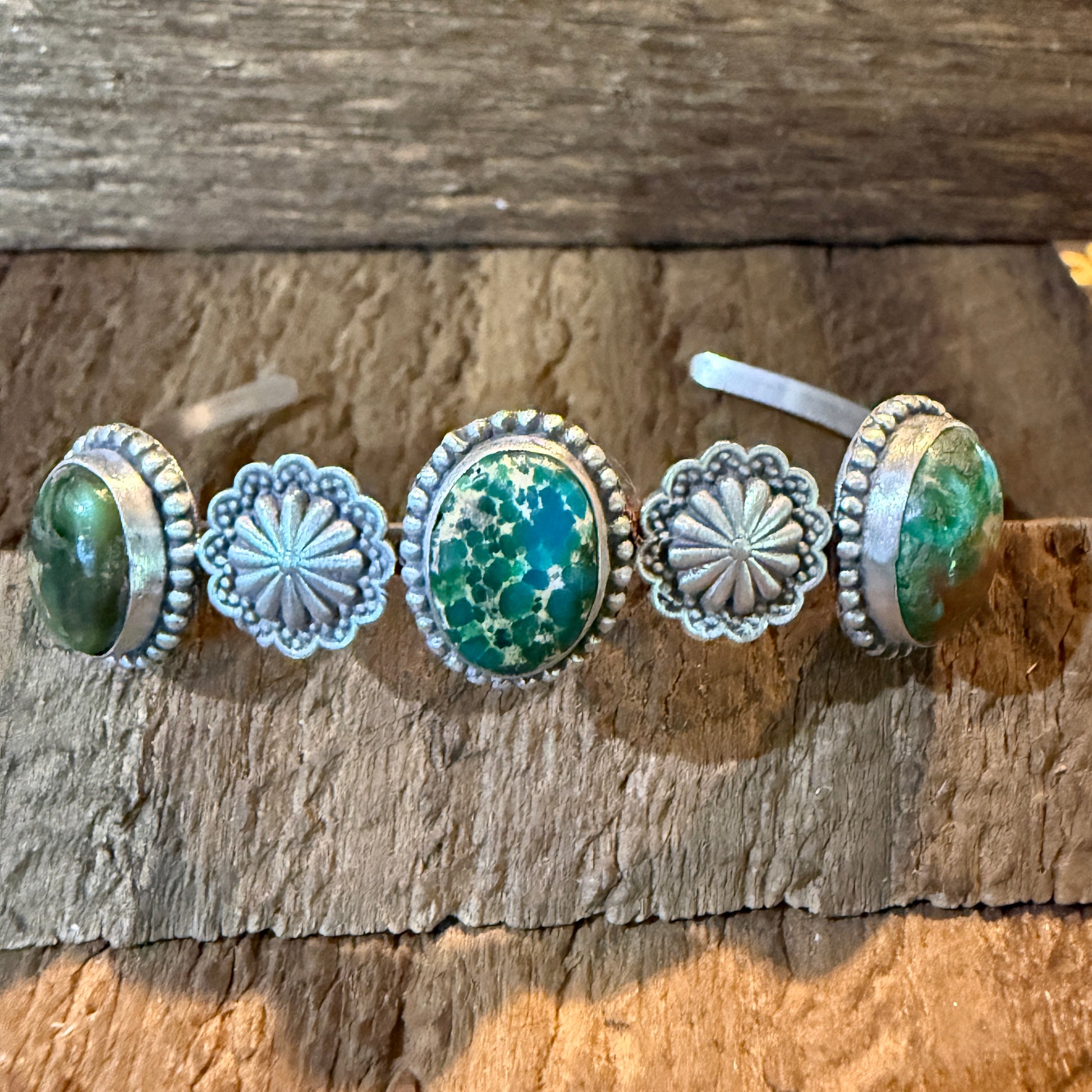 Sonoran Mountain Turquoise Gemstone Flex Stacker Bangle Bracelet Sterling Silver Wild West Boho
