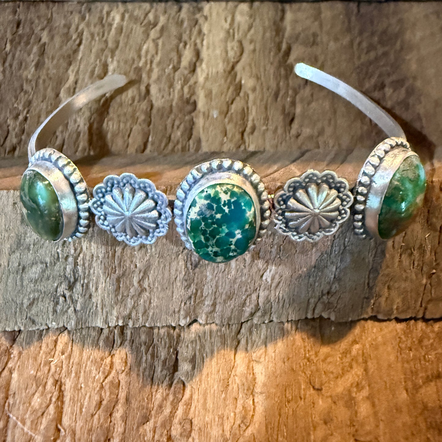 Sonoran Mountain Turquoise Gemstone Flex Stacker Bangle Bracelet Sterling Silver Wild West Boho