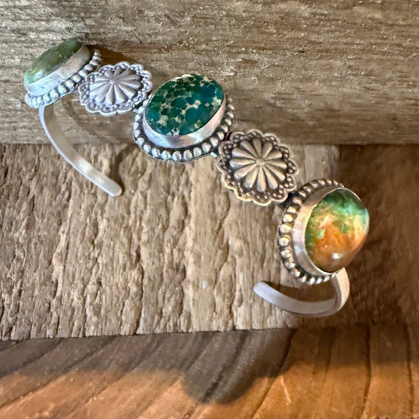 Sonoran Mountain Turquoise Gemstone Flex Stacker Bangle Bracelet Sterling Silver Wild West Boho