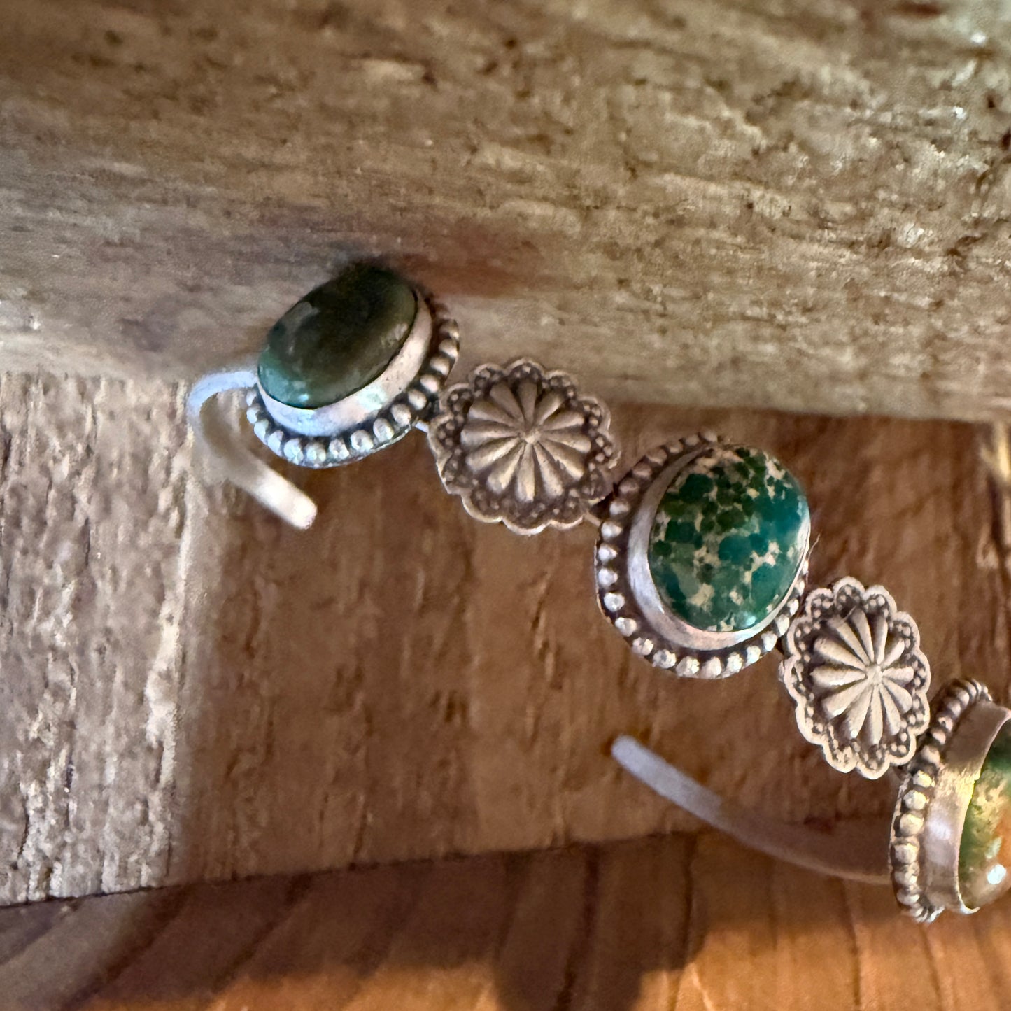 Sonoran Mountain Turquoise Gemstone Flex Stacker Bangle Bracelet Sterling Silver Wild West Boho