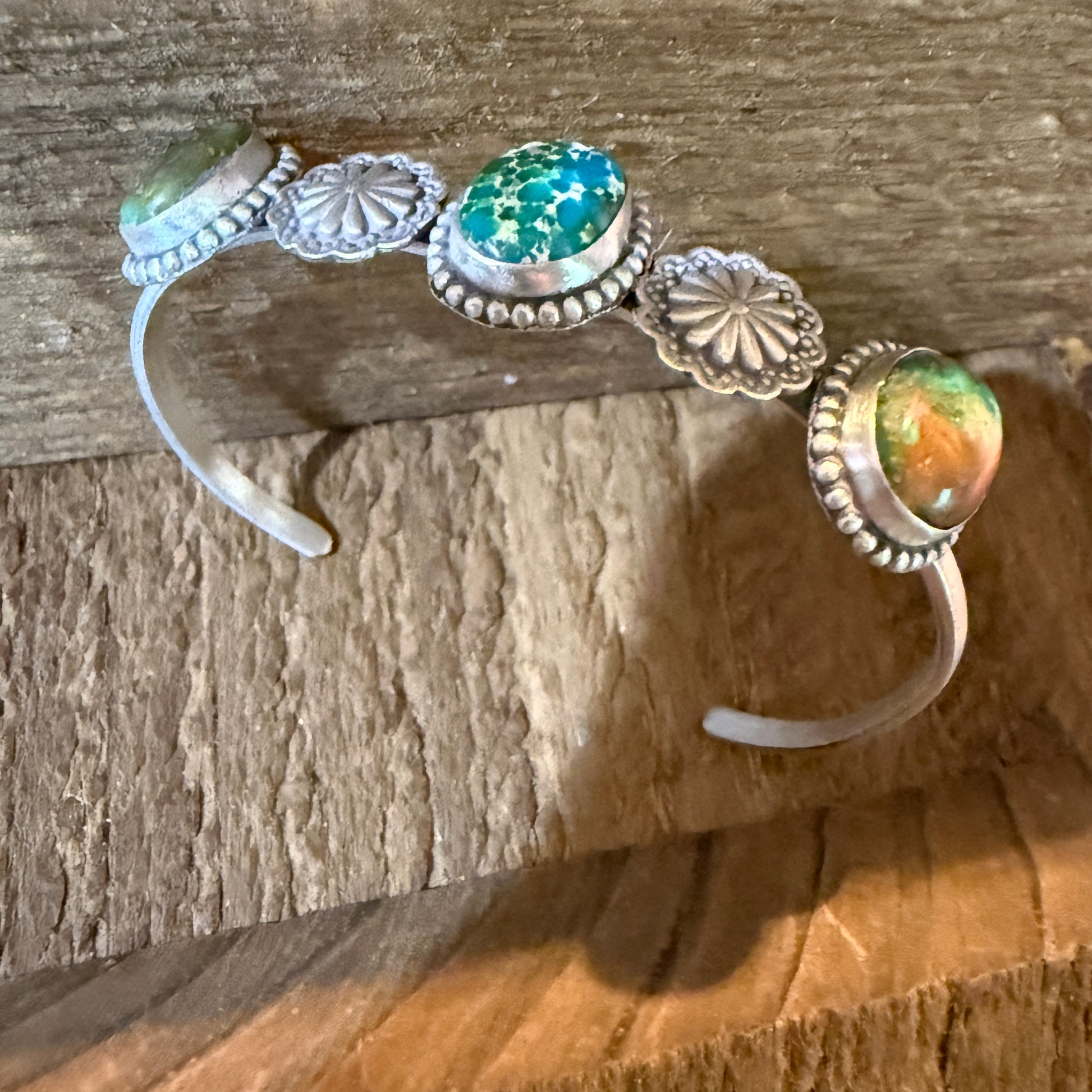 Sonoran Mountain Turquoise Gemstone Flex Stacker Bangle Bracelet Sterling Silver Wild West Boho