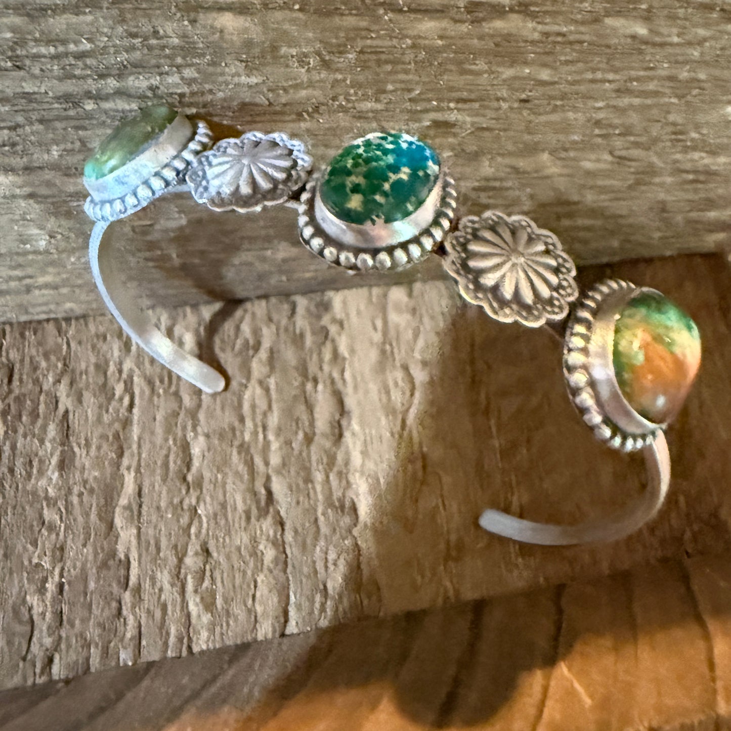 Sonoran Mountain Turquoise Gemstone Flex Stacker Bangle Bracelet Sterling Silver Wild West Boho