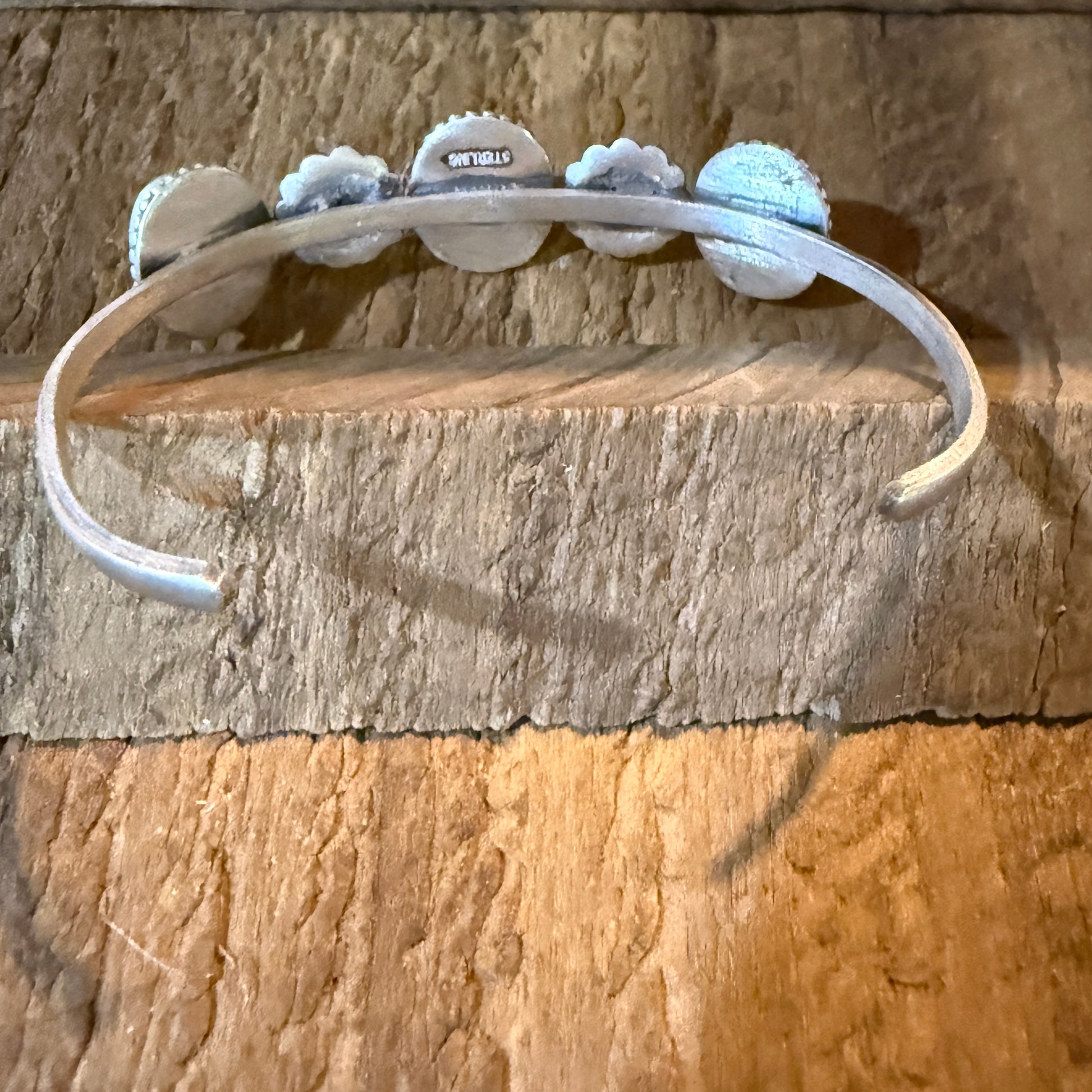Sonoran Mountain Turquoise Gemstone Flex Stacker Bangle Bracelet Sterling Silver Wild West Boho