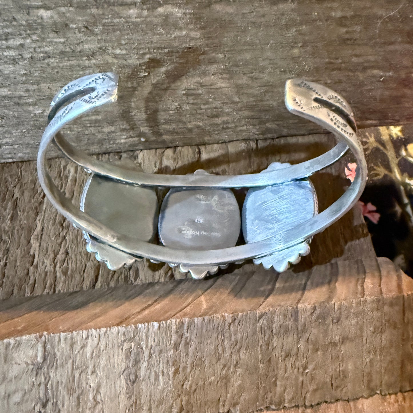 Red Rose Dahlia Gemstone Flex Cuff Bangle Bracelet Sterling One Quarter Wide Wild West Boho