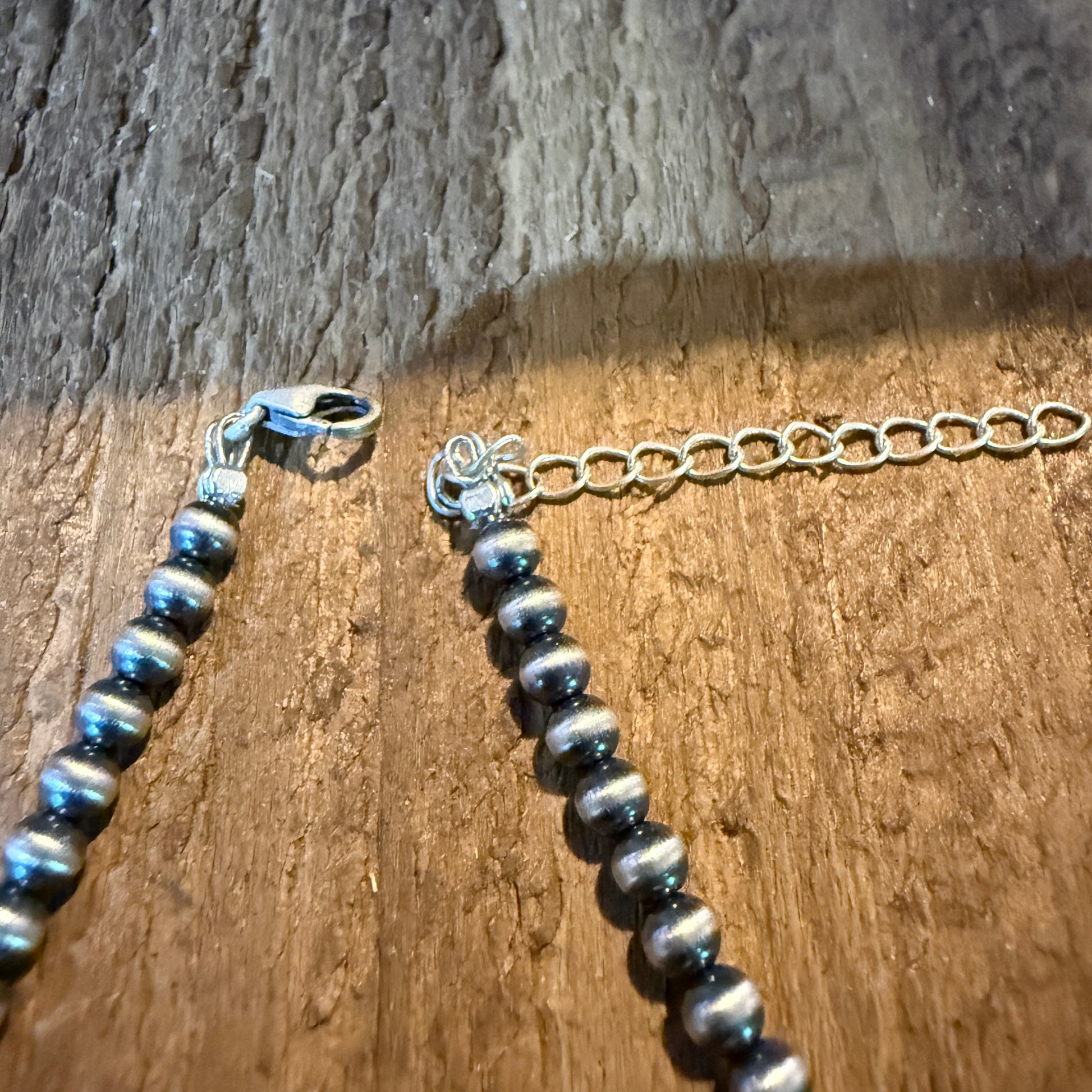 Kingman Turquoise Gemstone Bracelet With Sterling Silver Pearl Beads Size 6.5 Wild West Boho