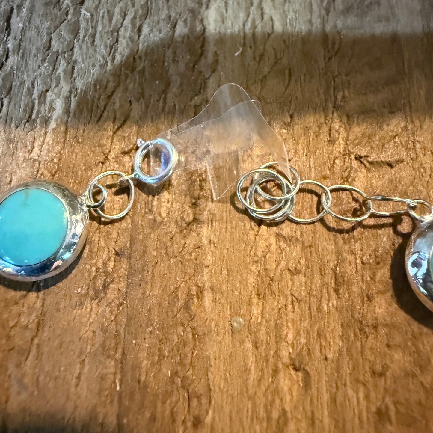 Kingman Turquoise And Mother Of Pearl Button Link Bracelet In Sterling Silver Wild West Boho
