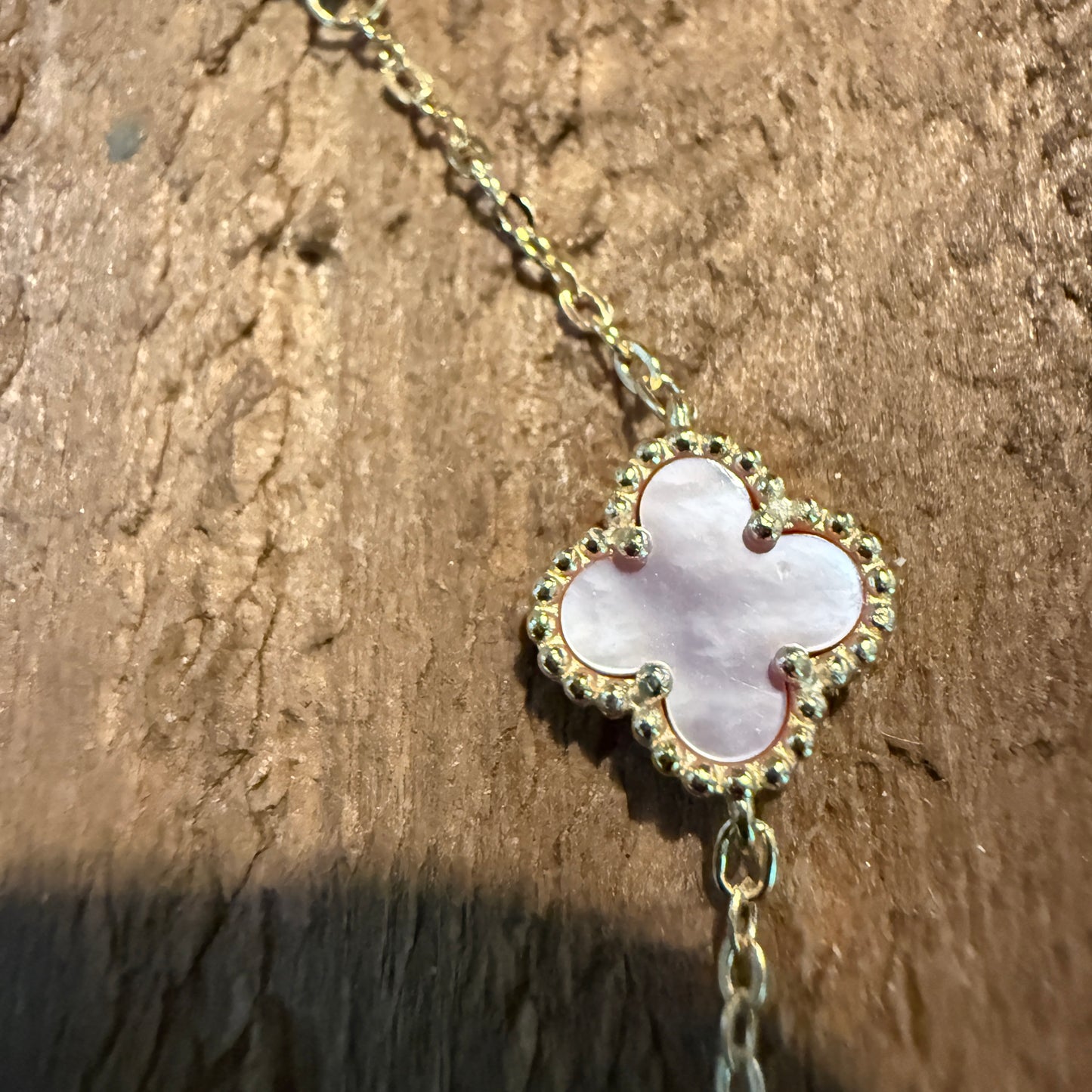 Sparkling CZ Pink Quartz Chain Link Bracelet Gold Plated 6.5 Inches Wild West Boho