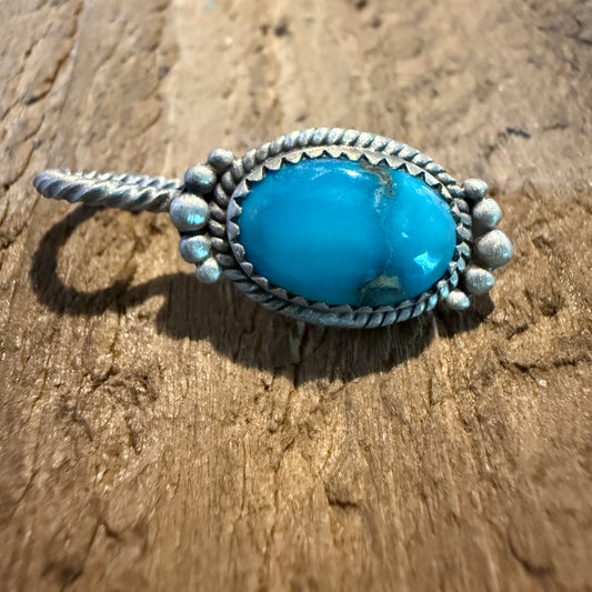 Blue Moon Turquoise Gemstone Slider Charm for Hat and Purse in Sterling Silver Wild West Boho