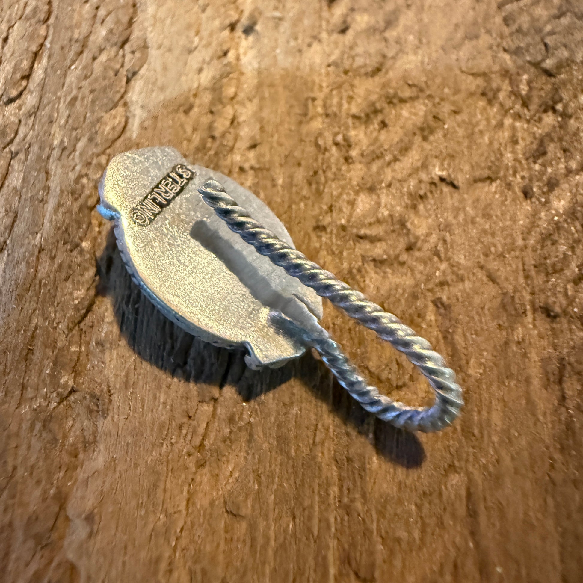 Blue Moon Turquoise Gemstone Slider Charm for Hat and Purse in Sterling Silver Wild West Boho