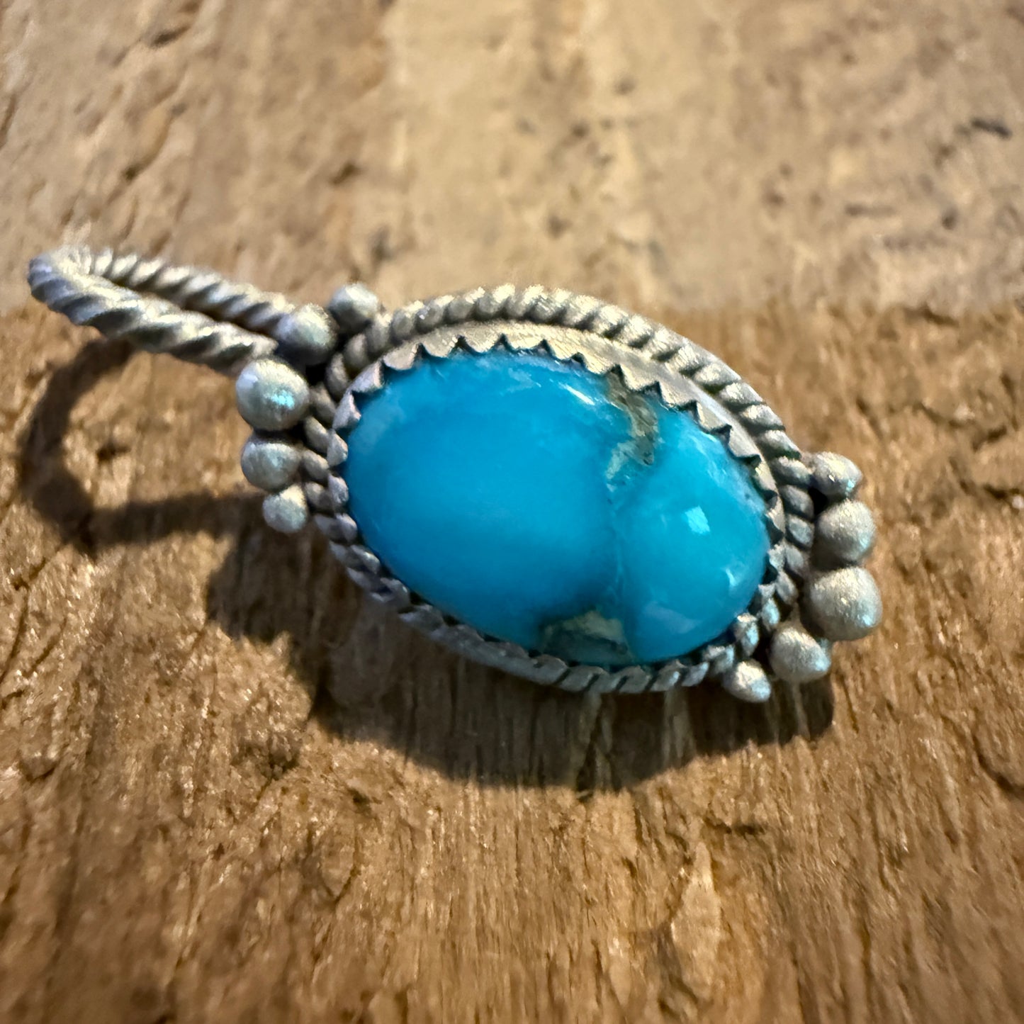Blue Moon Turquoise Gemstone Slider Charm for Hat and Purse in Sterling Silver Wild West Boho