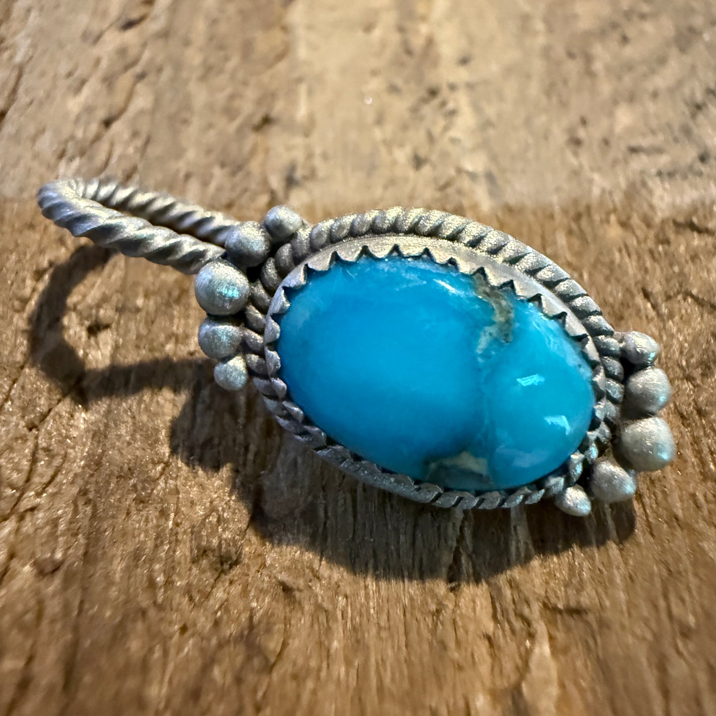 Blue Moon Turquoise Gemstone Slider Charm for Hat and Purse in Sterling Silver Wild West Boho