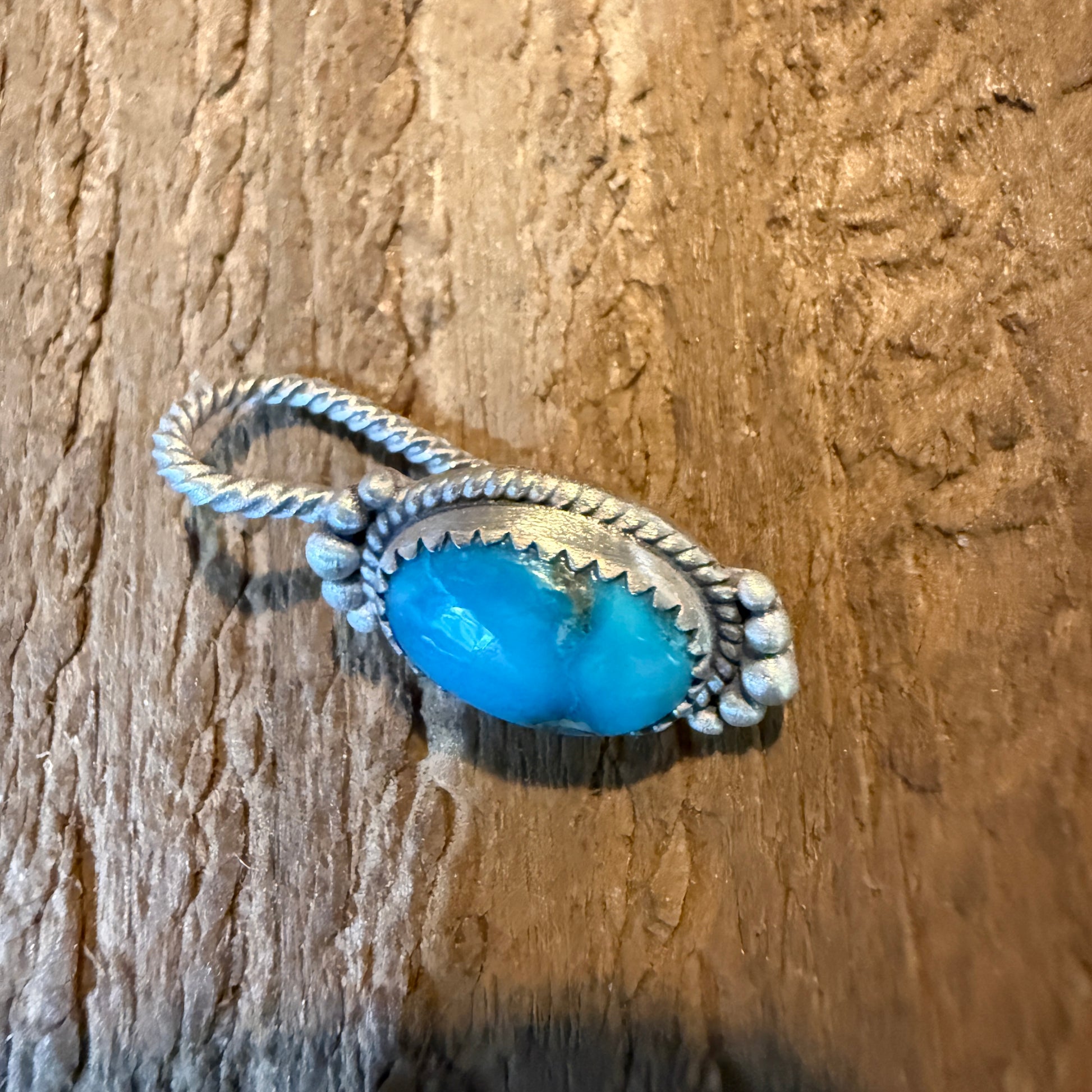 Blue Moon Turquoise Gemstone Slider Charm for Hat and Purse in Sterling Silver Wild West Boho