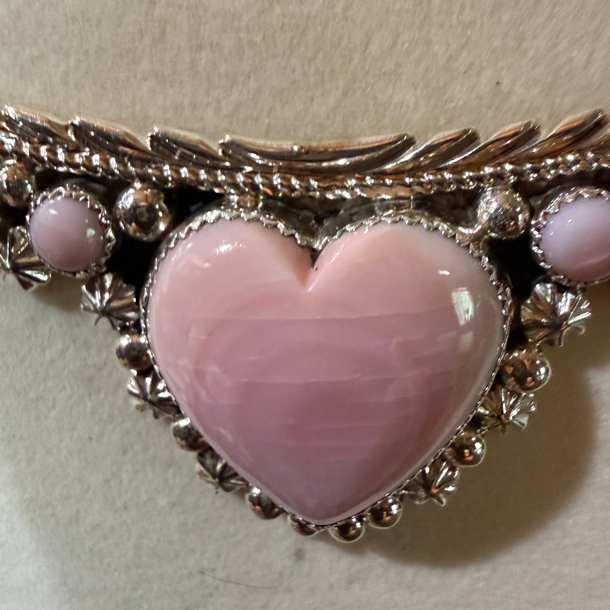 Lawrence Baca Pink Conch Gemstone Bar Necklace 19 Inch Sterling Silver Wild West Boho
