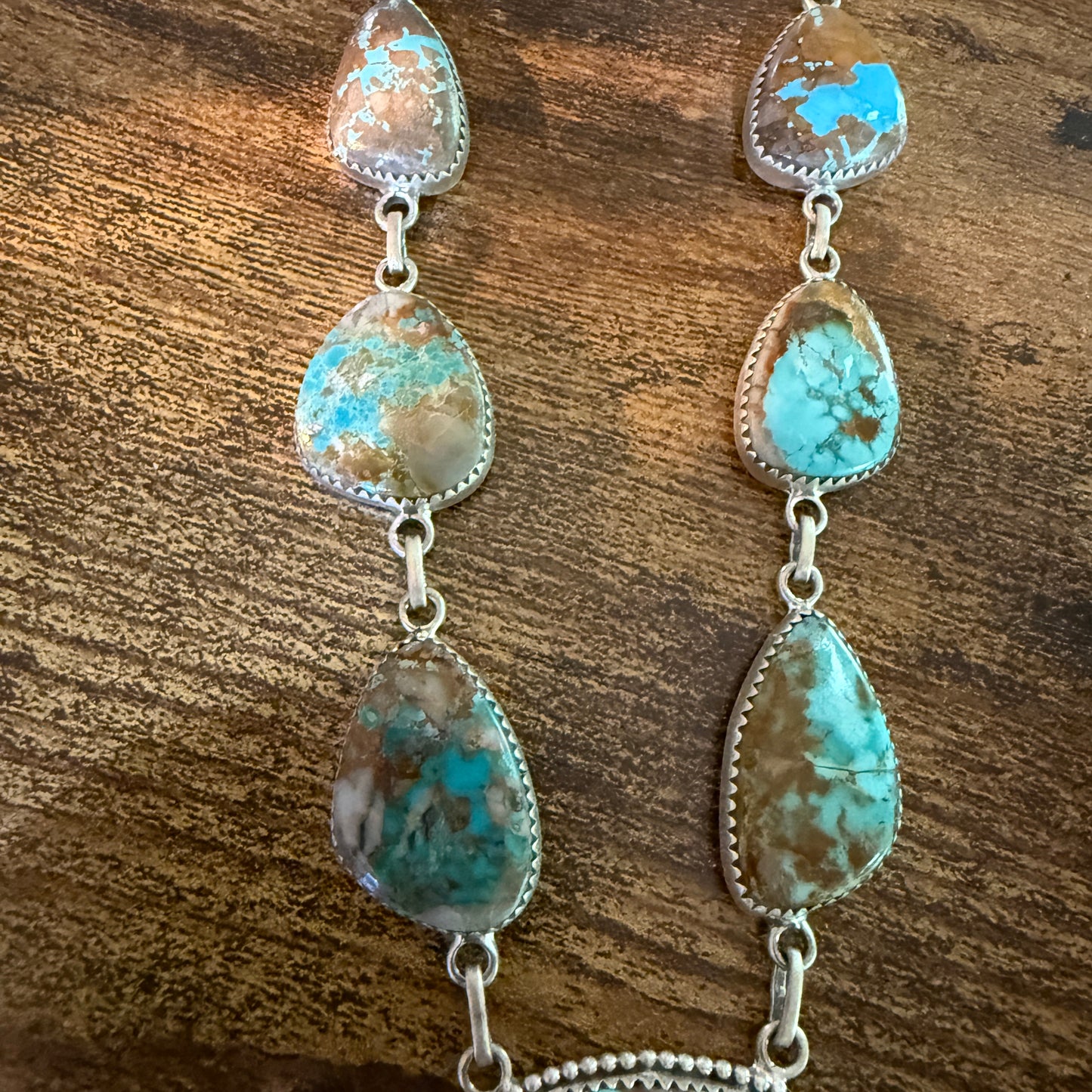 Royston Ribbon Turquoise Gemstone Lariat Necklace 20 Inch Sterling Silver Wild West Boho