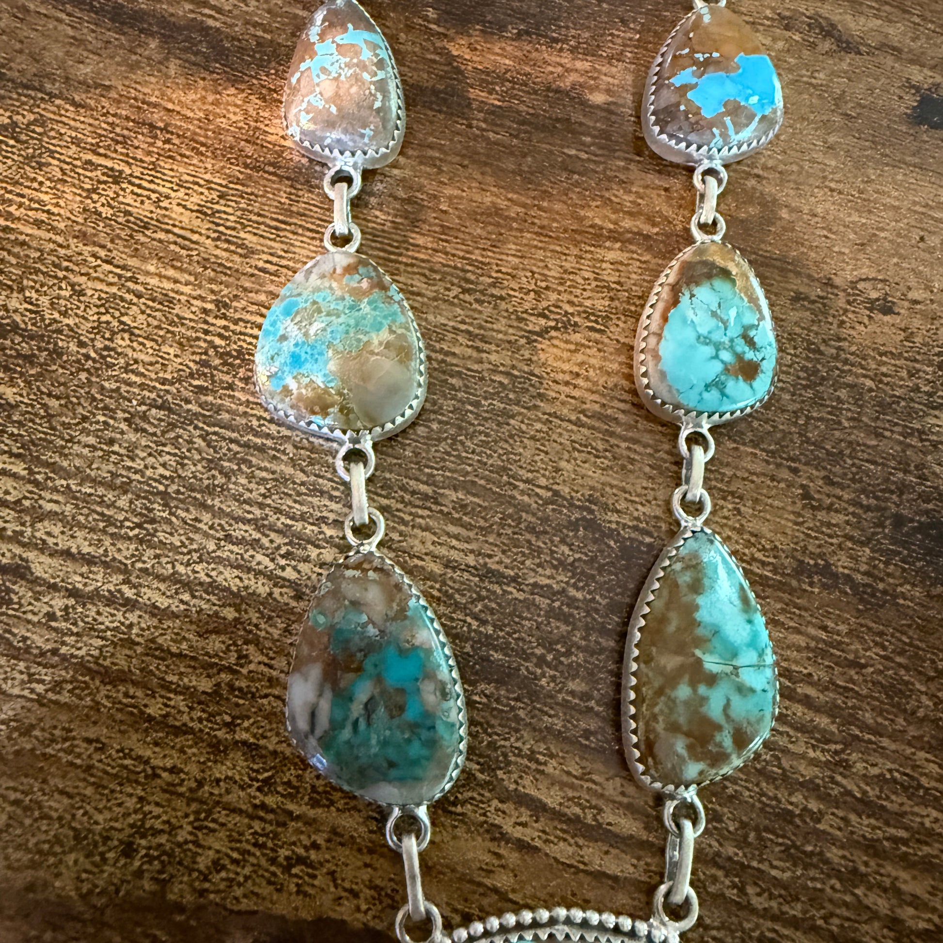 Royston Ribbon Turquoise Gemstone Lariat Necklace 20 Inch Sterling Silver Wild West Boho