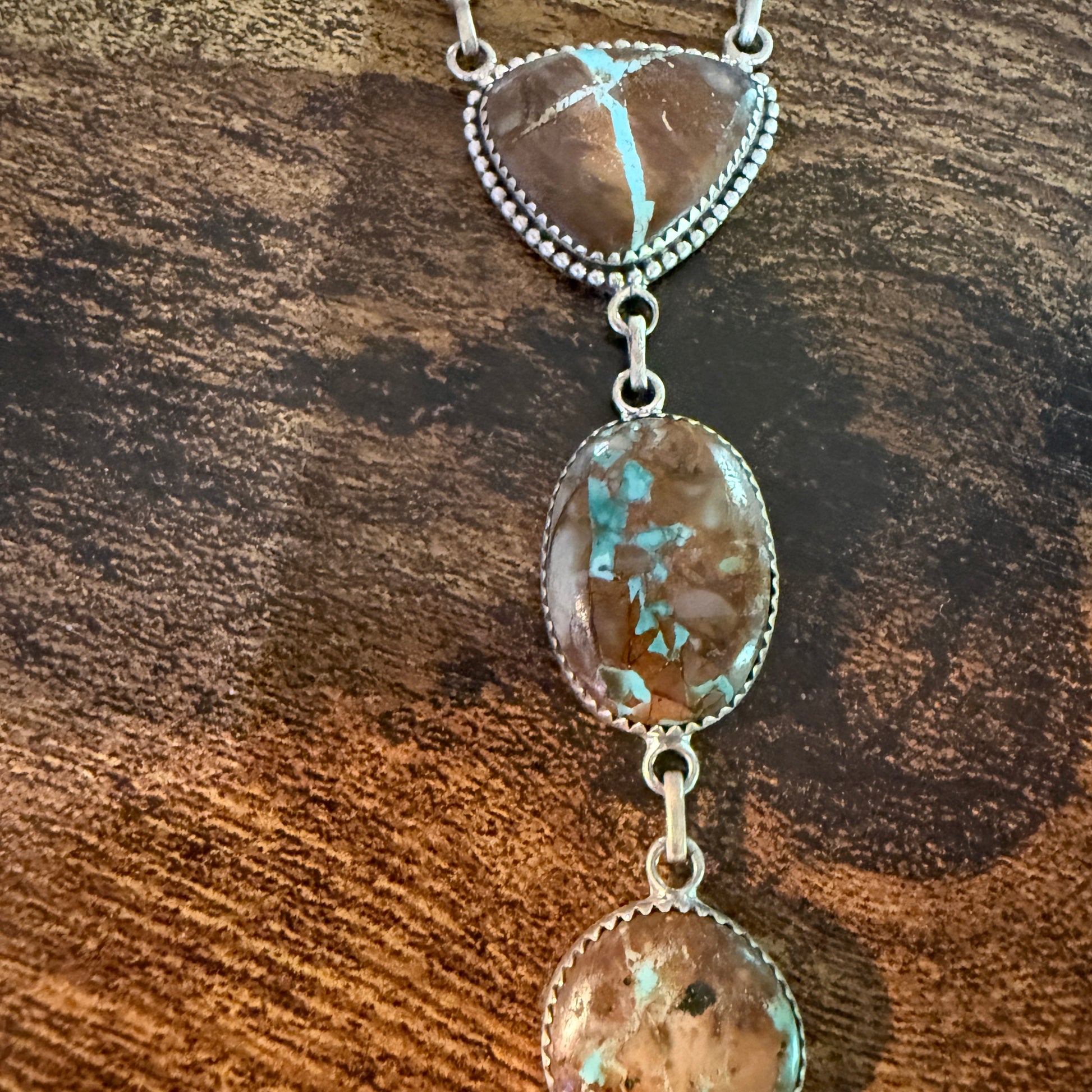 Royston Ribbon Turquoise Gemstone Lariat Necklace 20 Inch Sterling Silver Wild West Boho