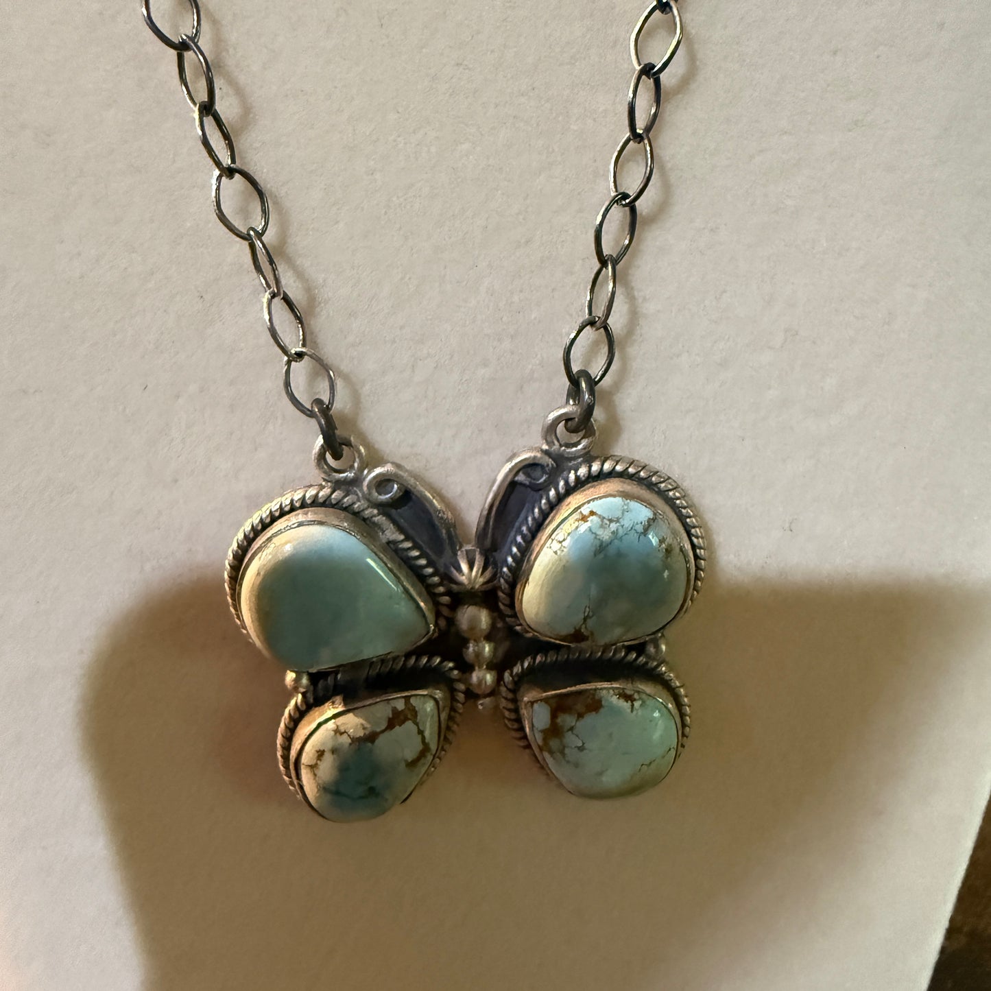Dry Creek Turquoise Gemstone Butterfly Necklace Sterling Silver 18 Inch Wild West Boho