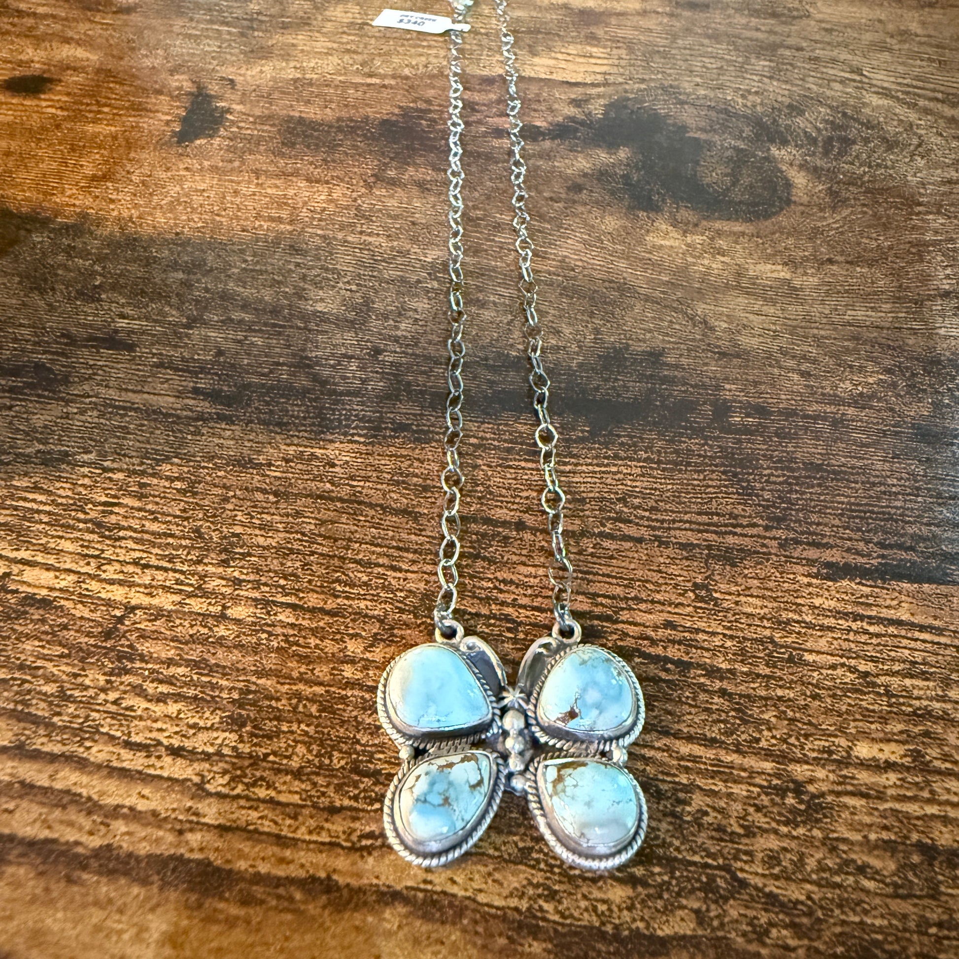 Dry Creek Turquoise Gemstone Butterfly Necklace Sterling Silver 18 Inch Wild West Boho
