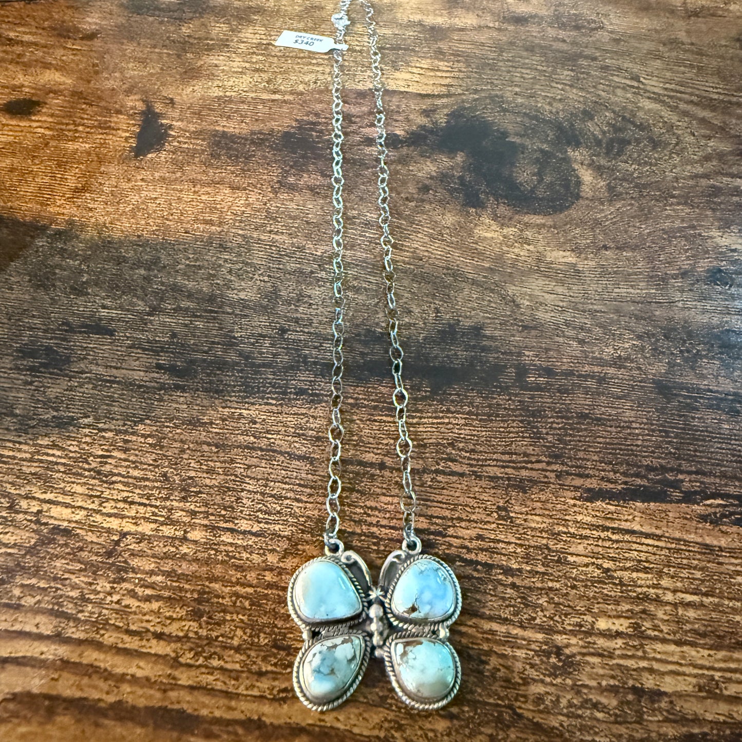 Dry Creek Turquoise Gemstone Butterfly Necklace Sterling Silver 18 Inch Wild West Boho