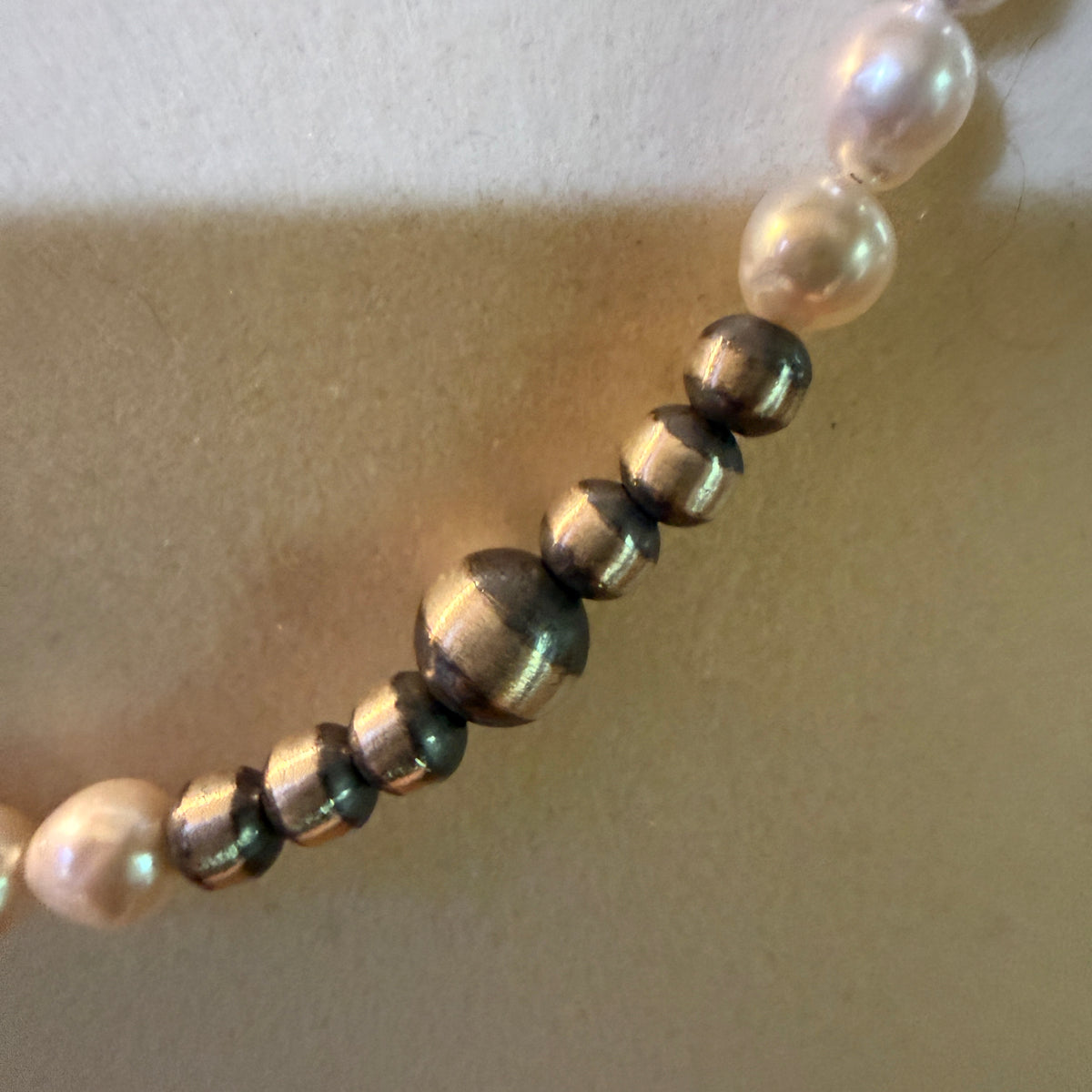 Genuine Freshwater Pearl And Sterling Silver Bead Necklace 16 Inch 2mm To 5mm Wild West Boho