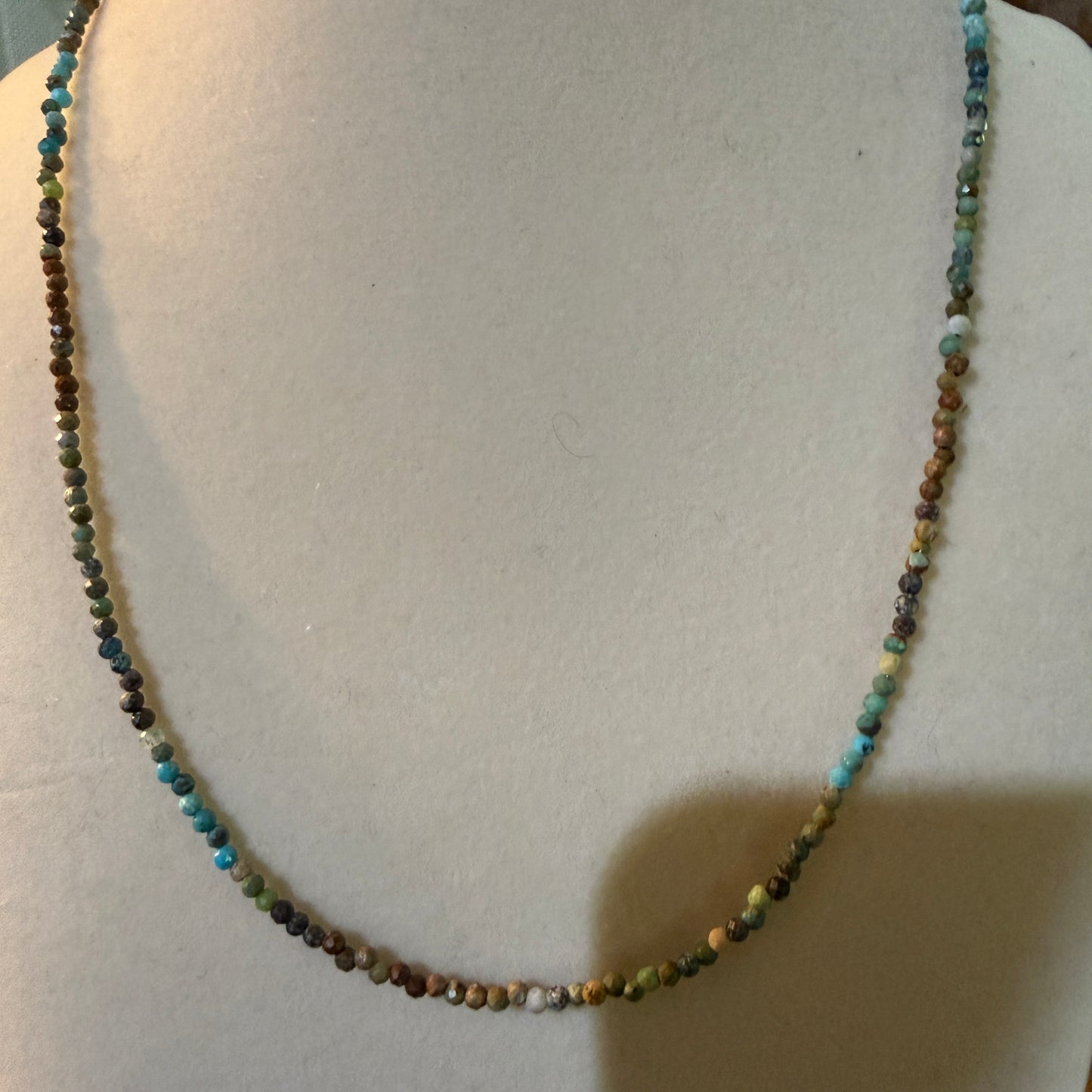 Kingman Turquoise Seed Bead Necklace 16 Inch Handmade Jewelry Wild West Boho