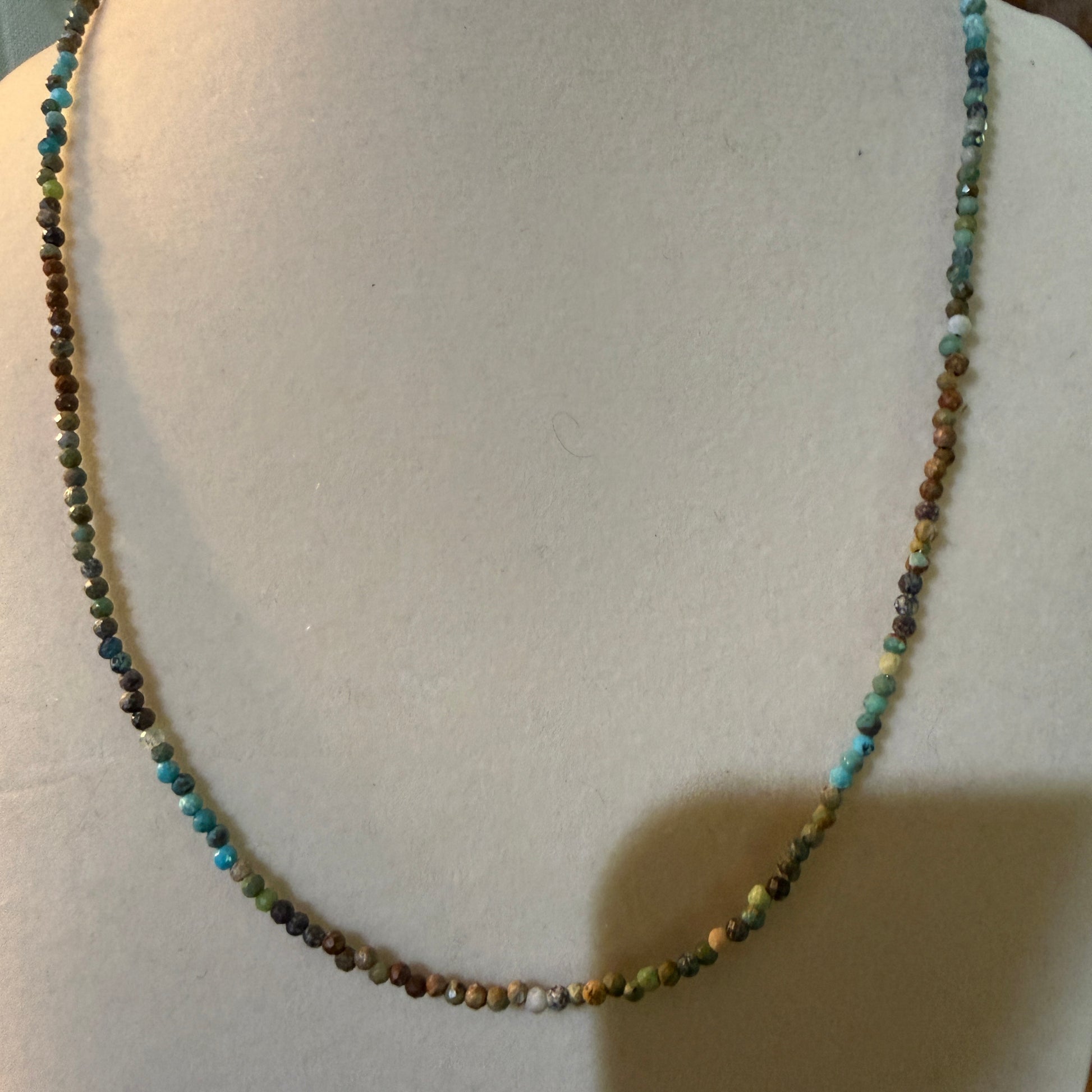 Kingman Turquoise Seed Bead Necklace 16 Inch Handmade Jewelry Wild West Boho
