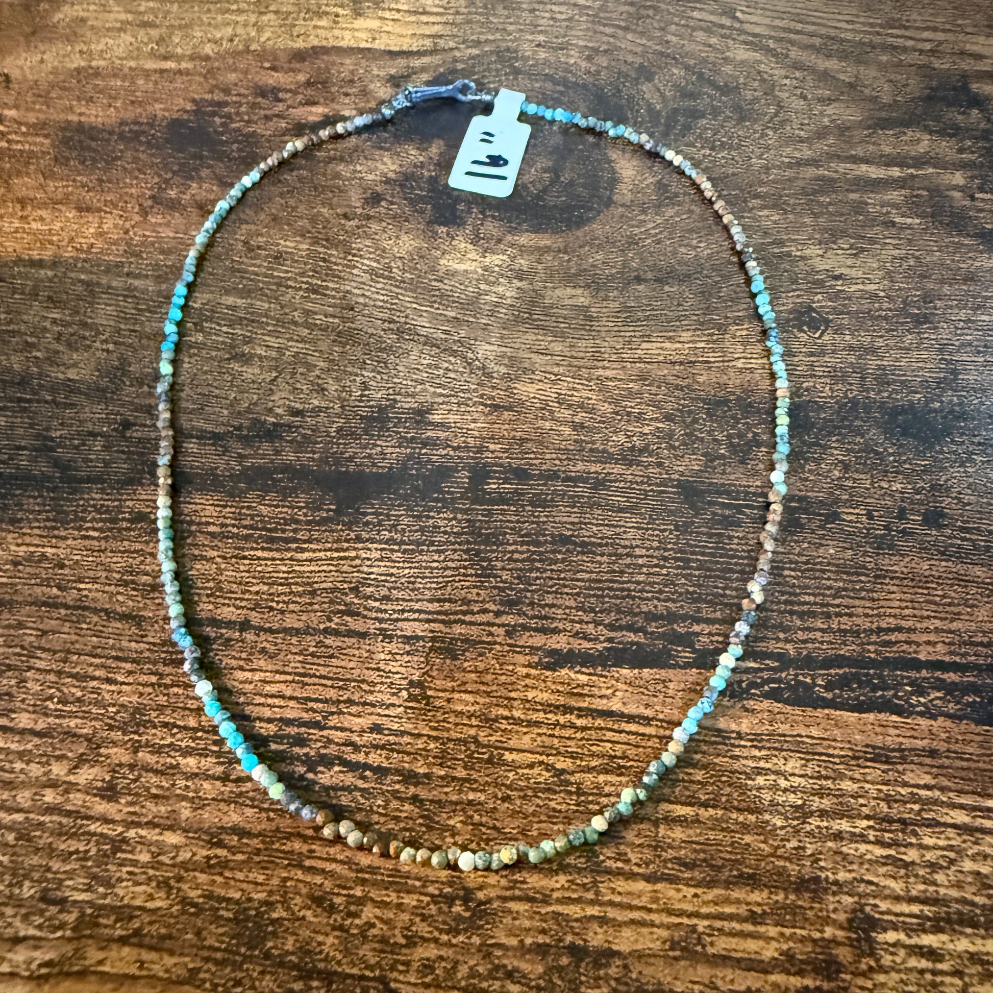 Kingman Turquoise Seed Bead Necklace 16 Inch Handmade Jewelry Wild West Boho