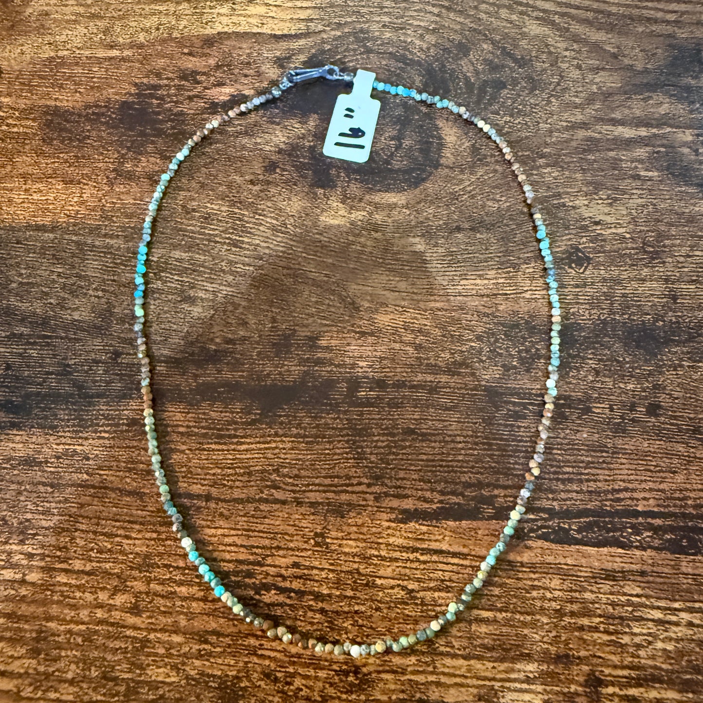 Kingman Turquoise Seed Bead Necklace 16 Inch Handmade Jewelry Wild West Boho