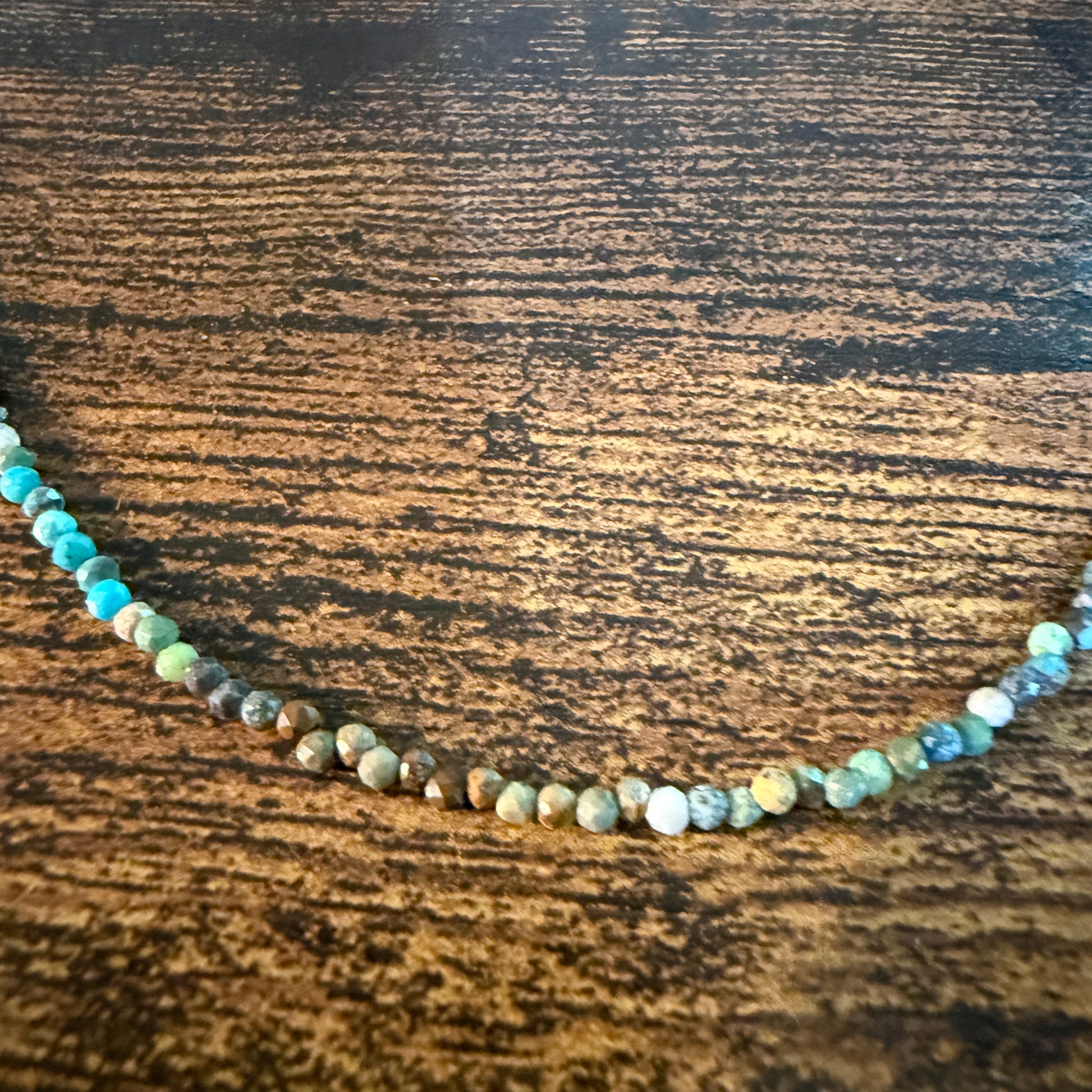Kingman Turquoise Seed Bead Necklace 16 Inch Handmade Jewelry Wild West Boho